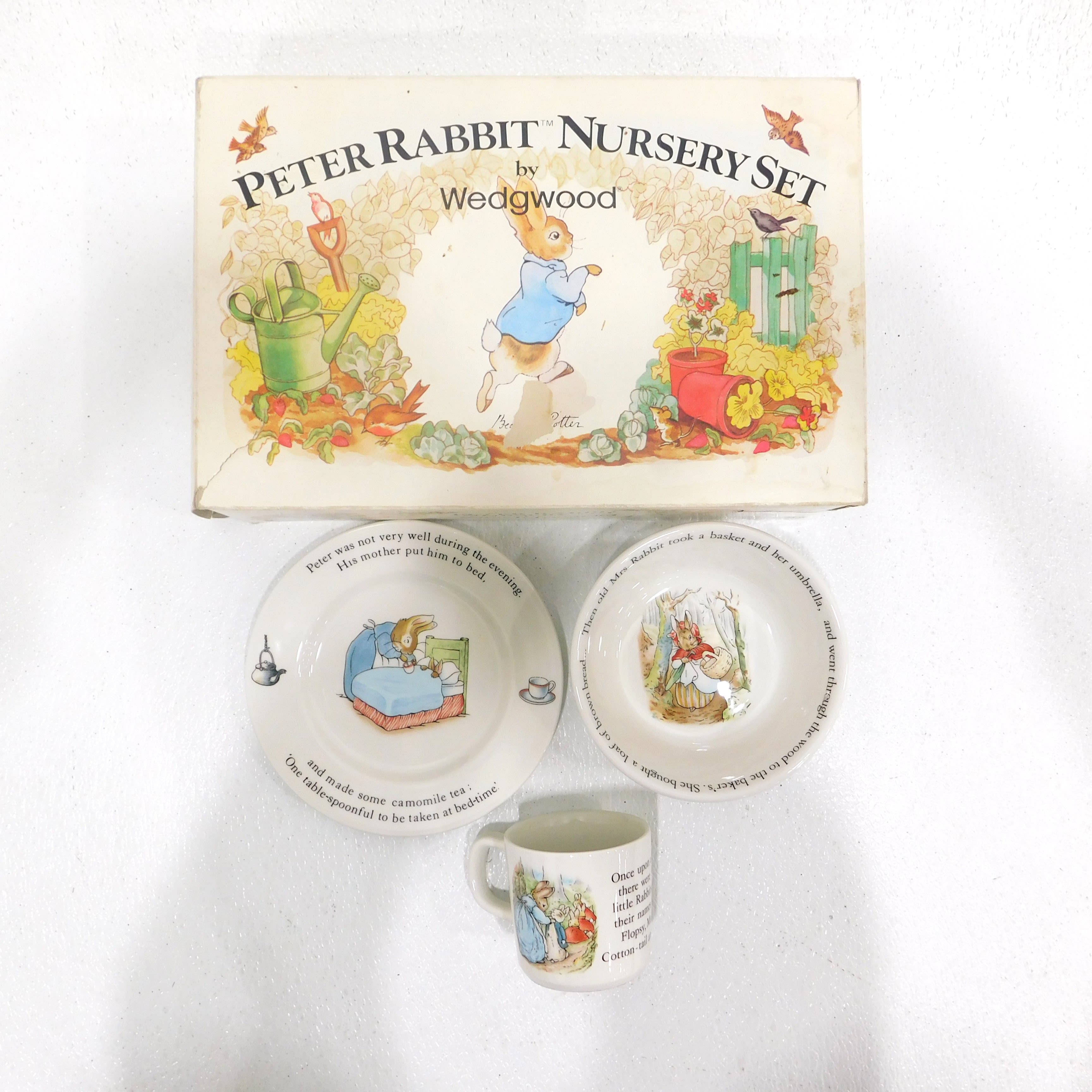 Buy the Peter Rabbit Nursery Set Beatrix Potter Wedgwood IOB