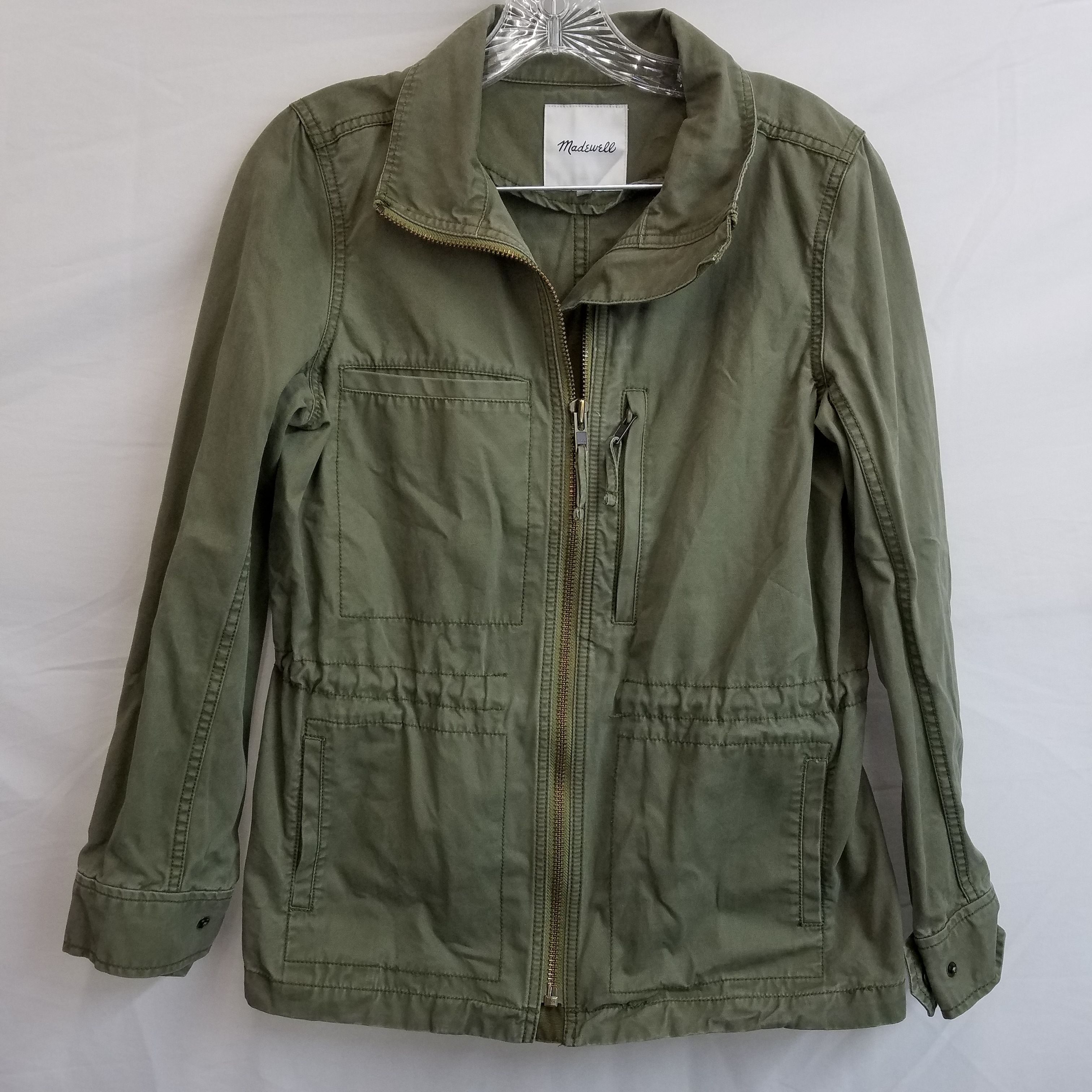 Buy the Madewell cotton olive green military jacket women's M ...