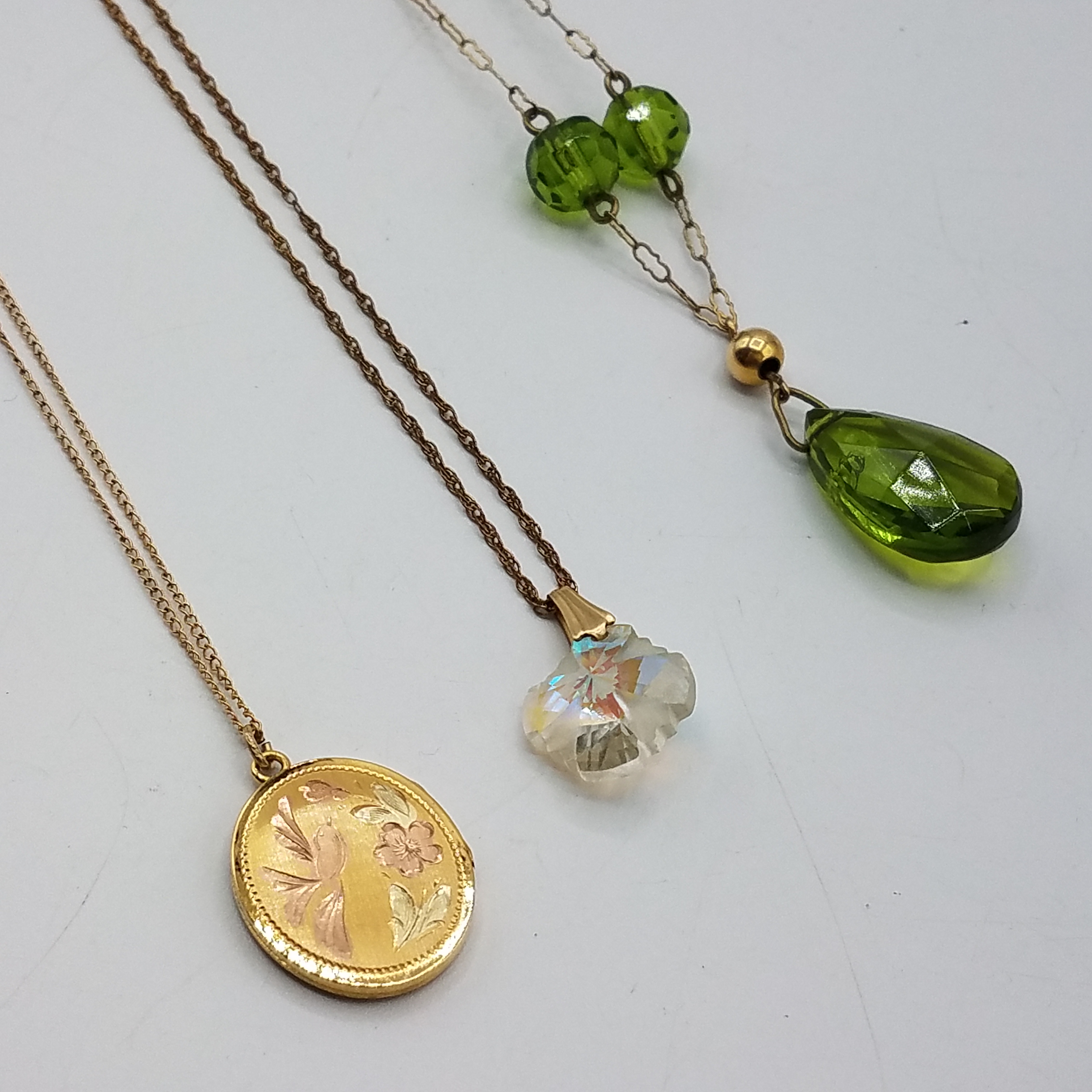 Buy the Yellow Gold Filled + Glass Pendant Necklaces - Lot of 3 Pieces ...