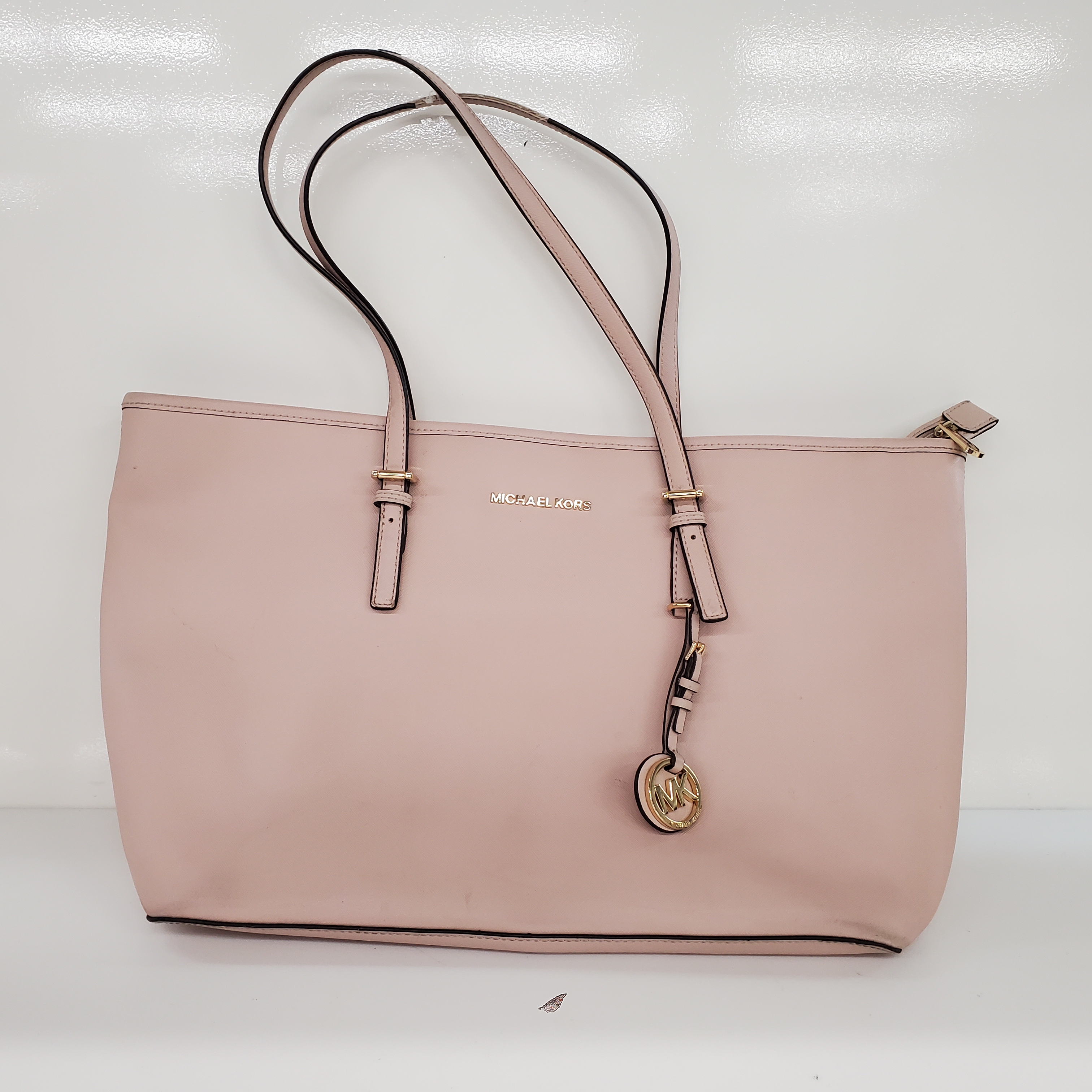 Michael Kors Jet Set Travel Sady Large Top Zip Tote Blush Pink Saffiano  Leather