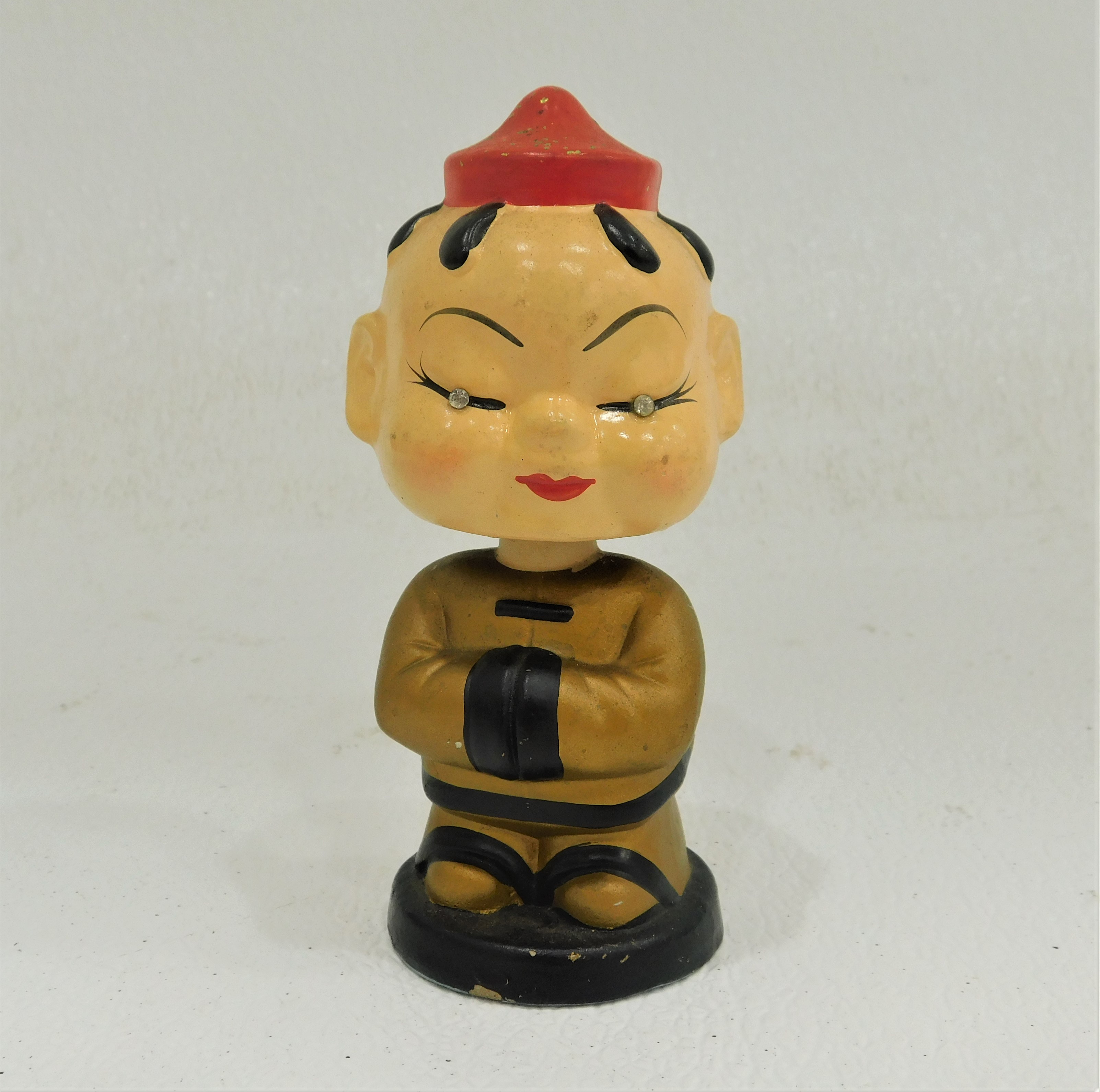 Buy The Vintage Oriental Asian Man Bobblehead With Diamond Eyes