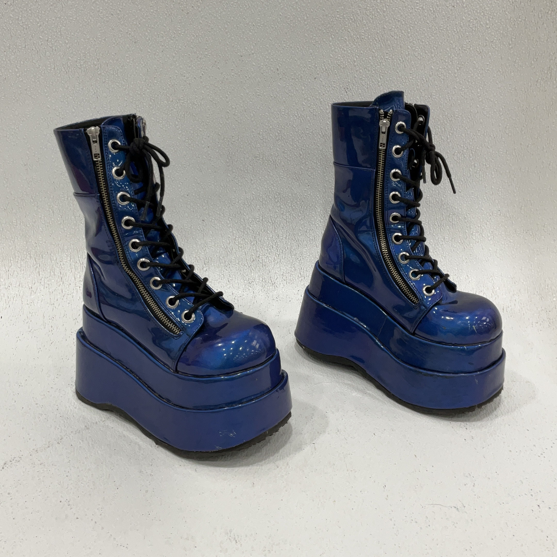 Buy Womens Bear-265 Blue Patent Leather Round Toe Platform Combat Boots Sz  8.5 for USD 41.65 | GoodwillFinds