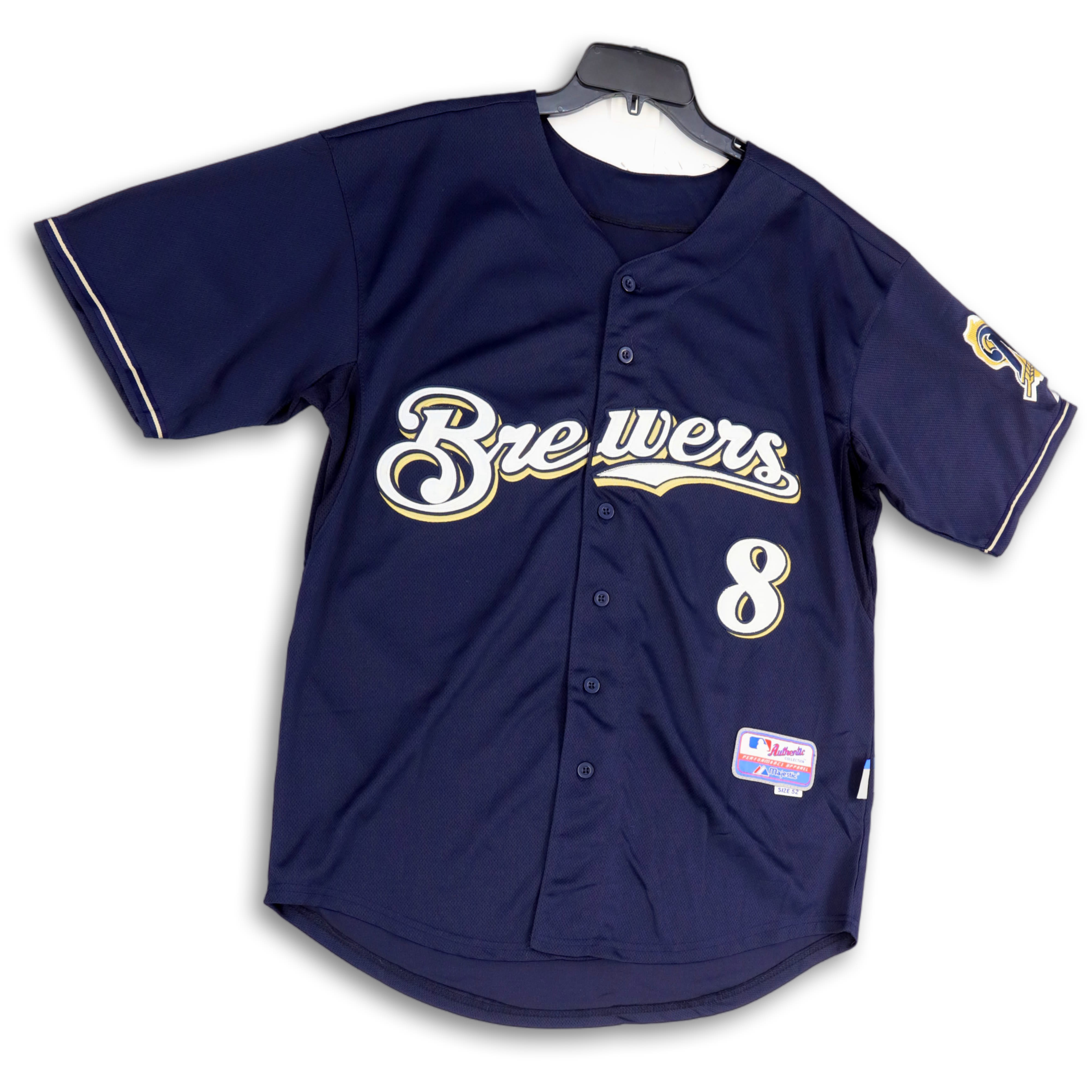 Ryan Braun Signed Authentic Milwaukee Brewers Jersey number 8 size Small