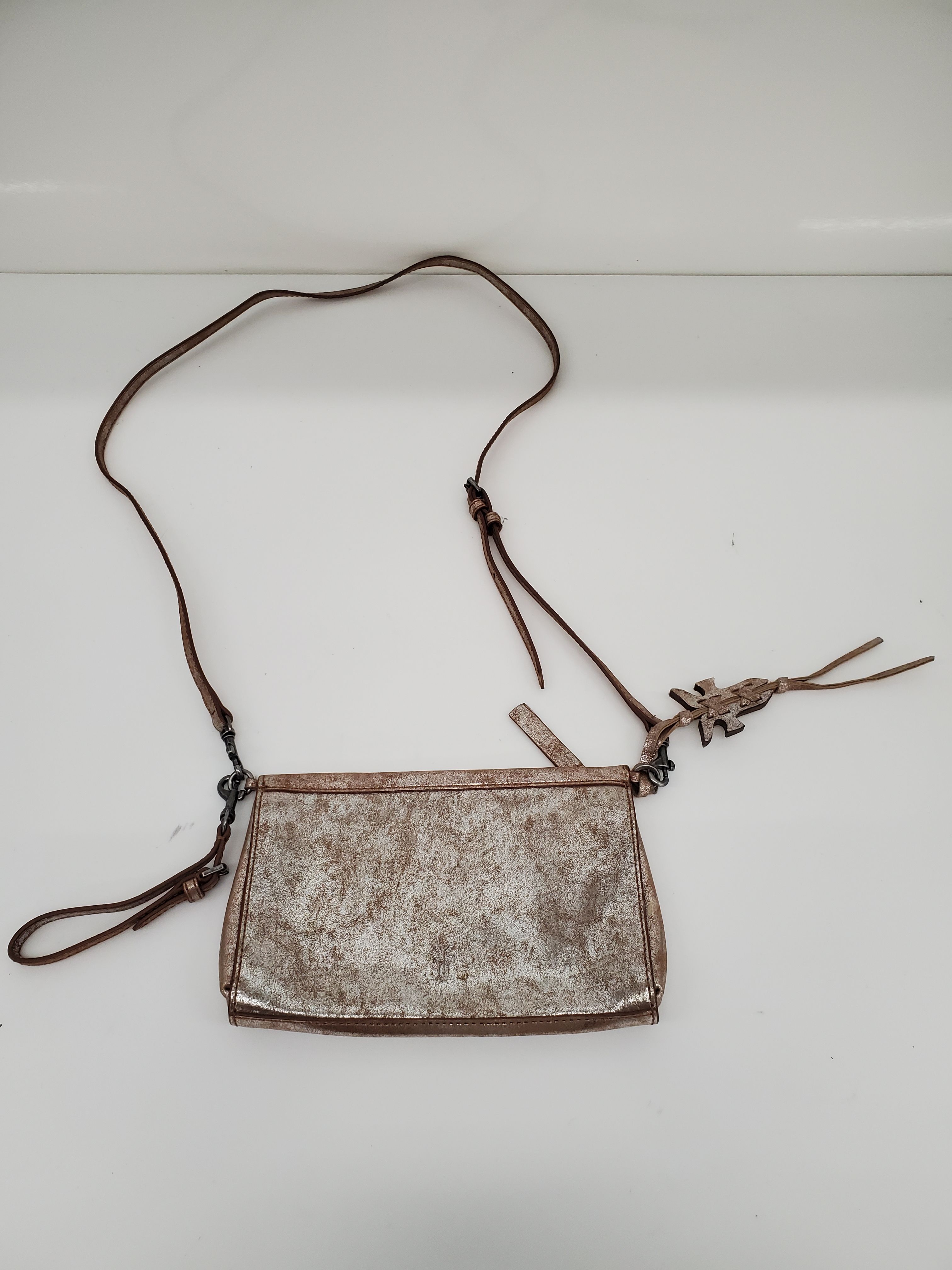 Buy the Women Rose Gold Frye Crossbody Purse Used GoodwillFinds