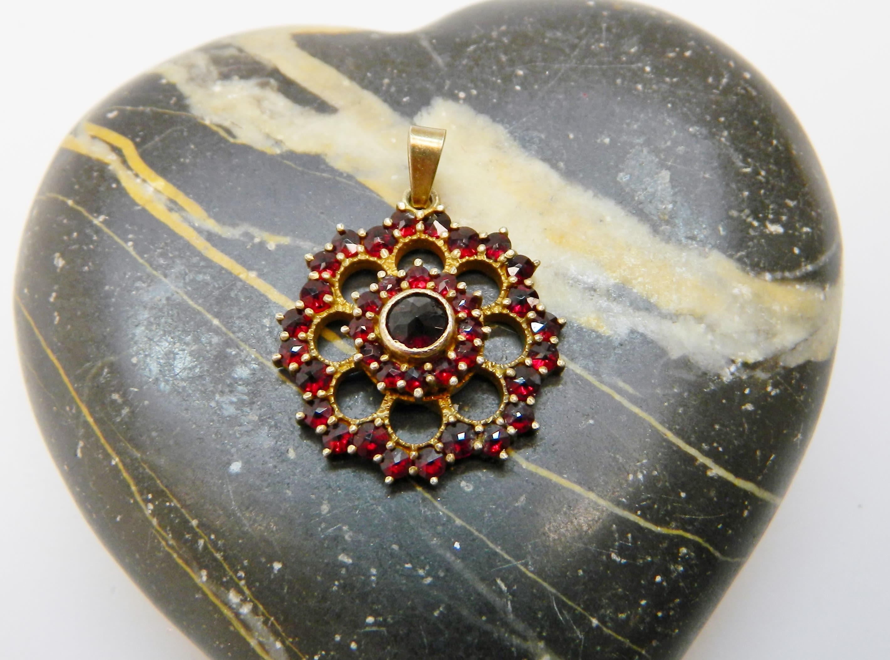 Buy The Antique Victorian 900 Silver Vermeil Bohemian Rose Cut Garnet