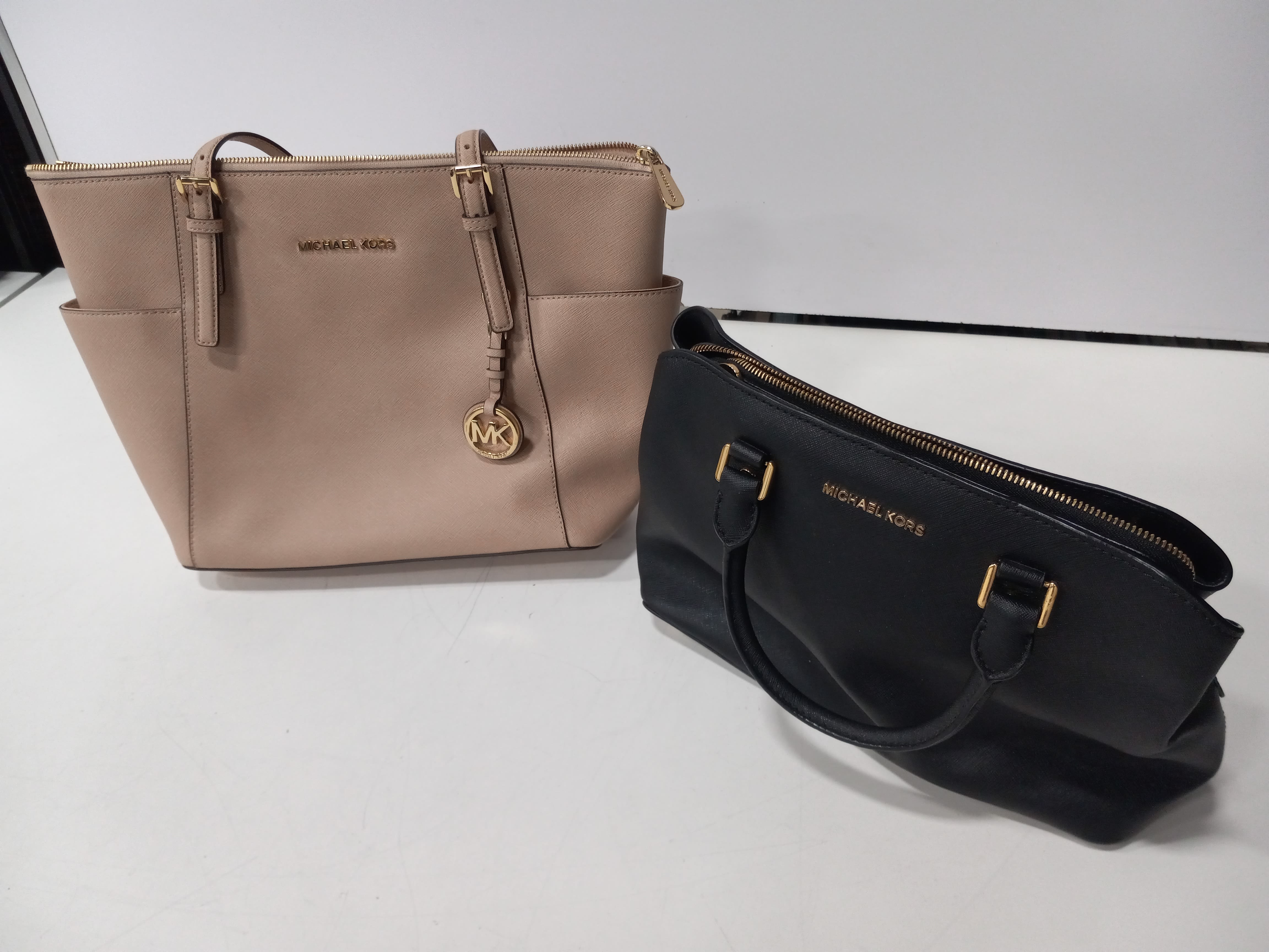 Buy the Michael Kors Cindy Dome Satchel & Saffiano Convertible Tote Bag