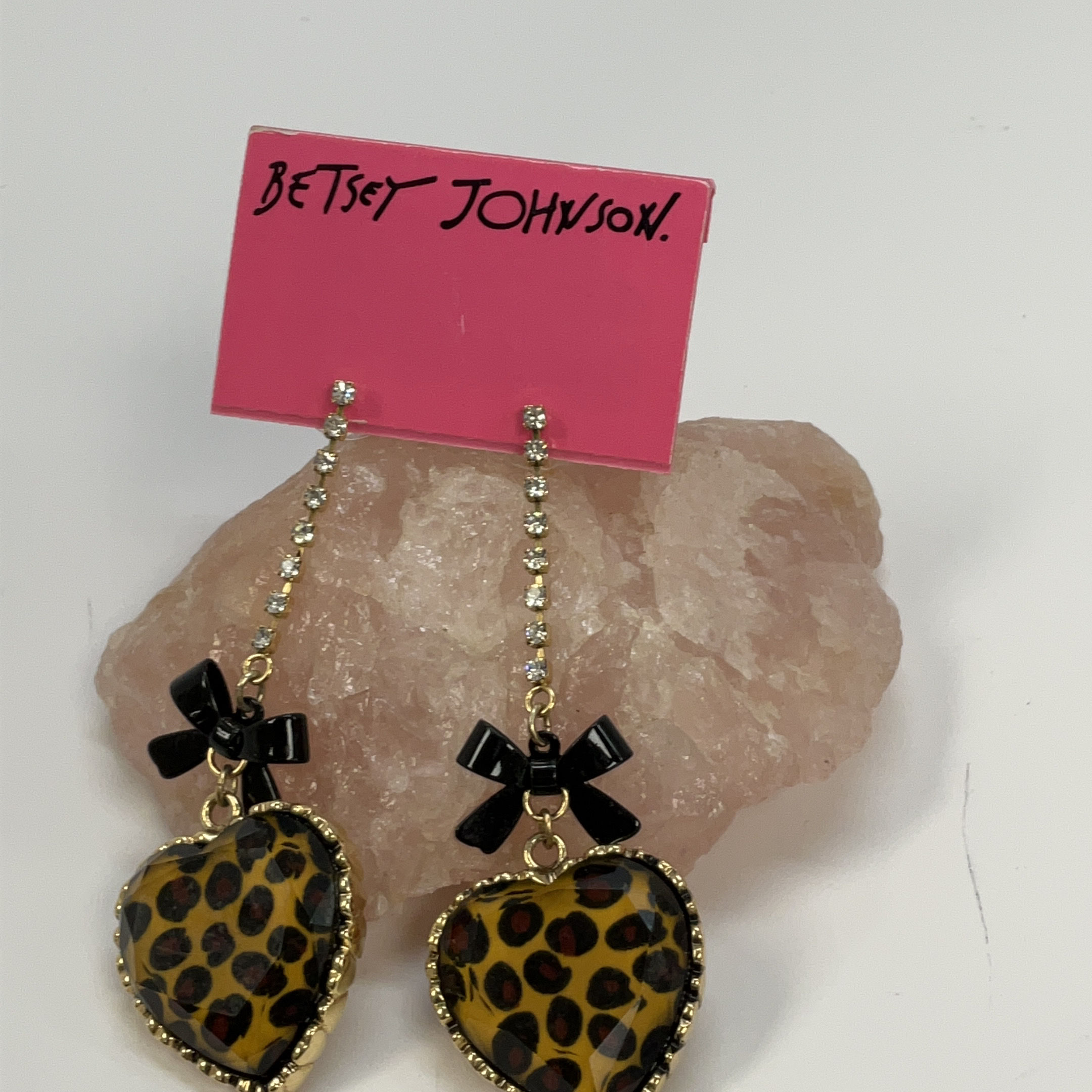 Buy the Designer Betsey Johnson Gold-Tone Leopard Crystal Heart