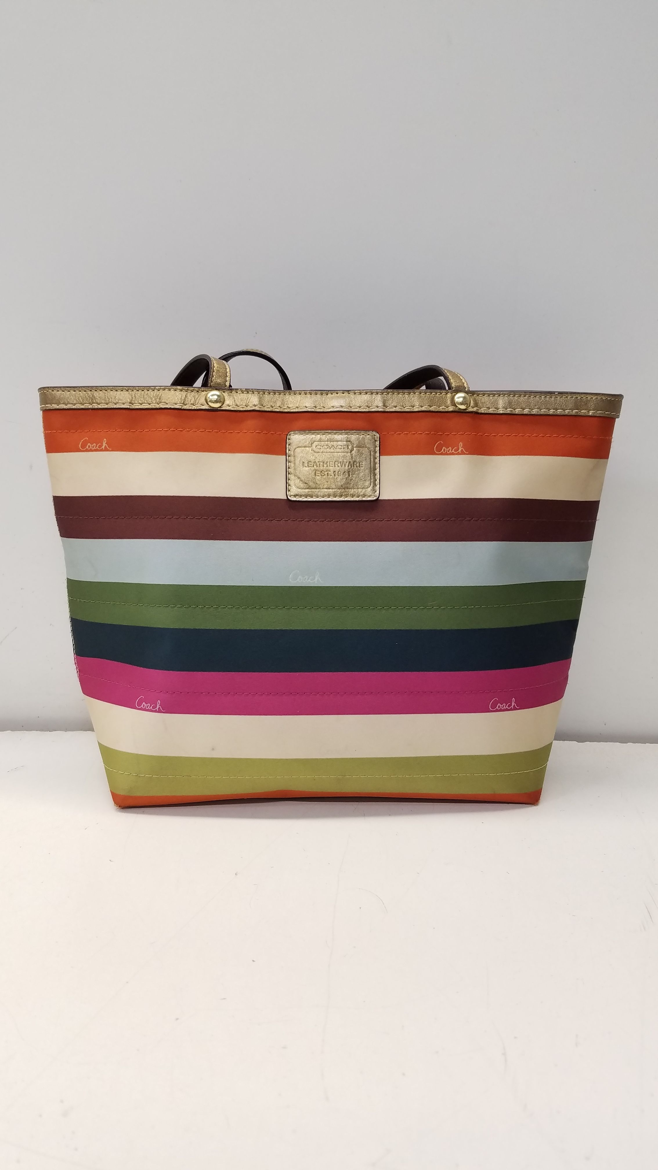 RARE COACH MULTICOLOR SATIN STRIPE LEGACY MED TOTE BAG PURSE SATCHEL HANDBAG  WOW | eBay