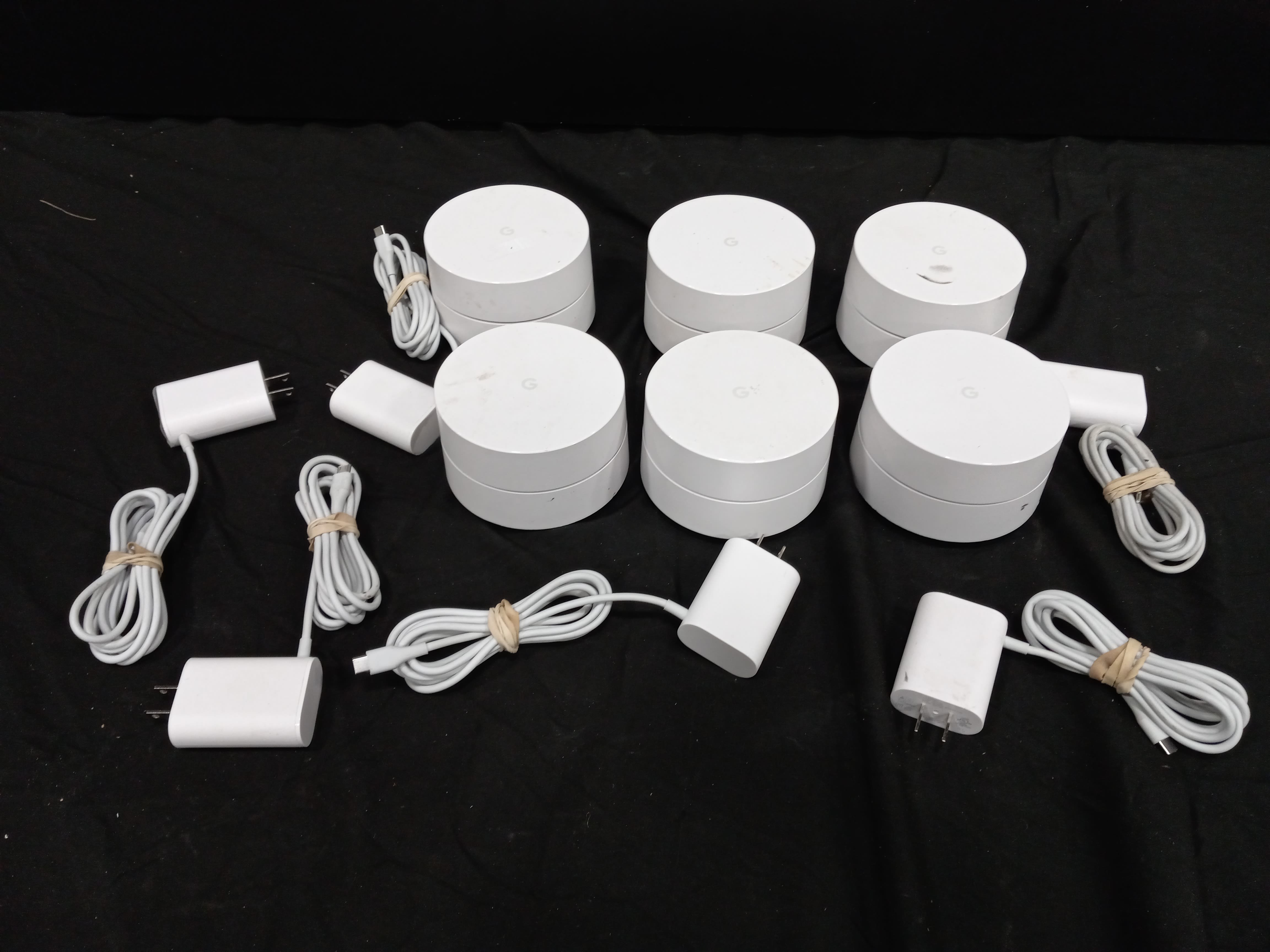 Buy the Bundle Of 6 Google Mesh Routers Model AC1304 GoodwillFinds