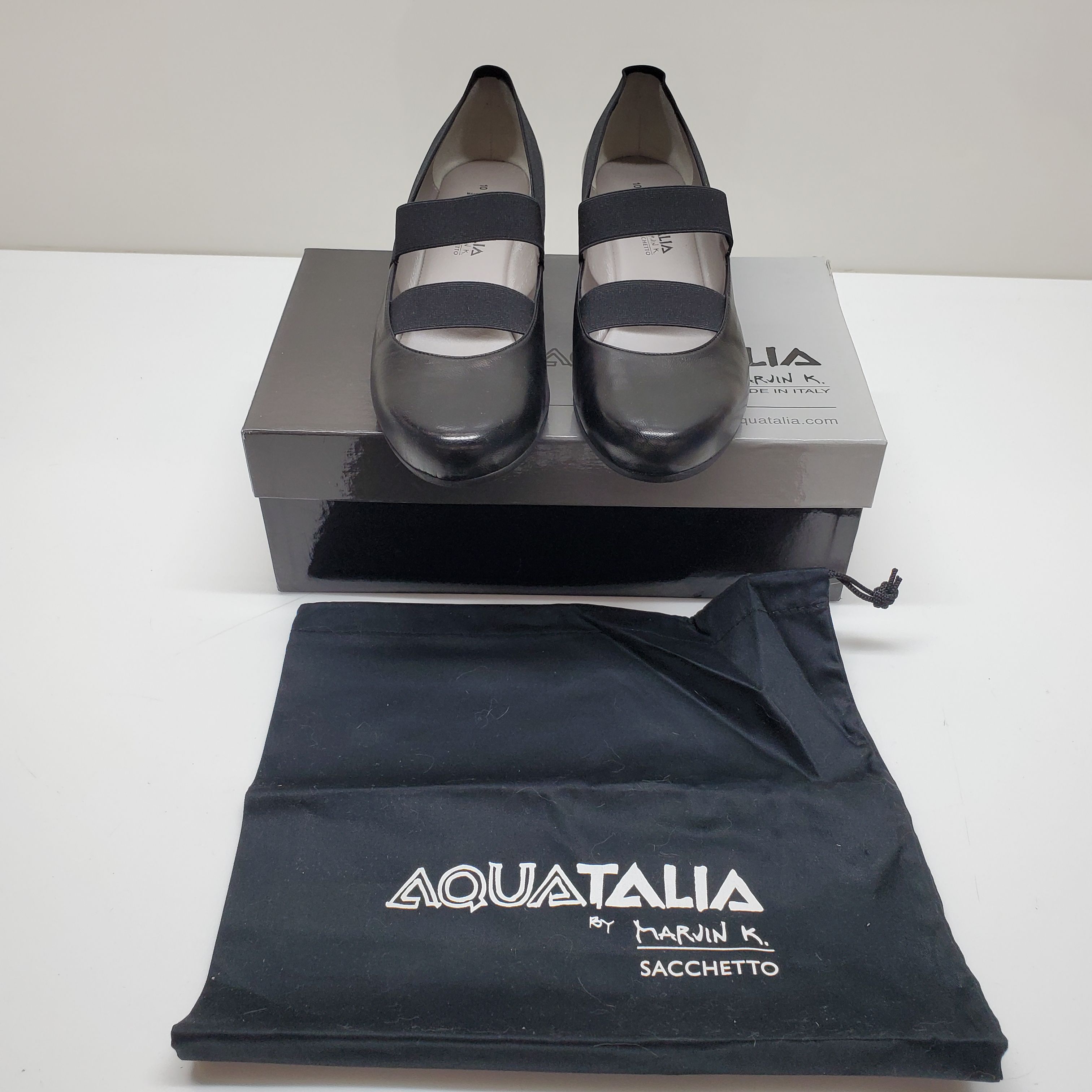 Buy the Aquatalia By Marvin K. Women s Black Leather Mary Jane