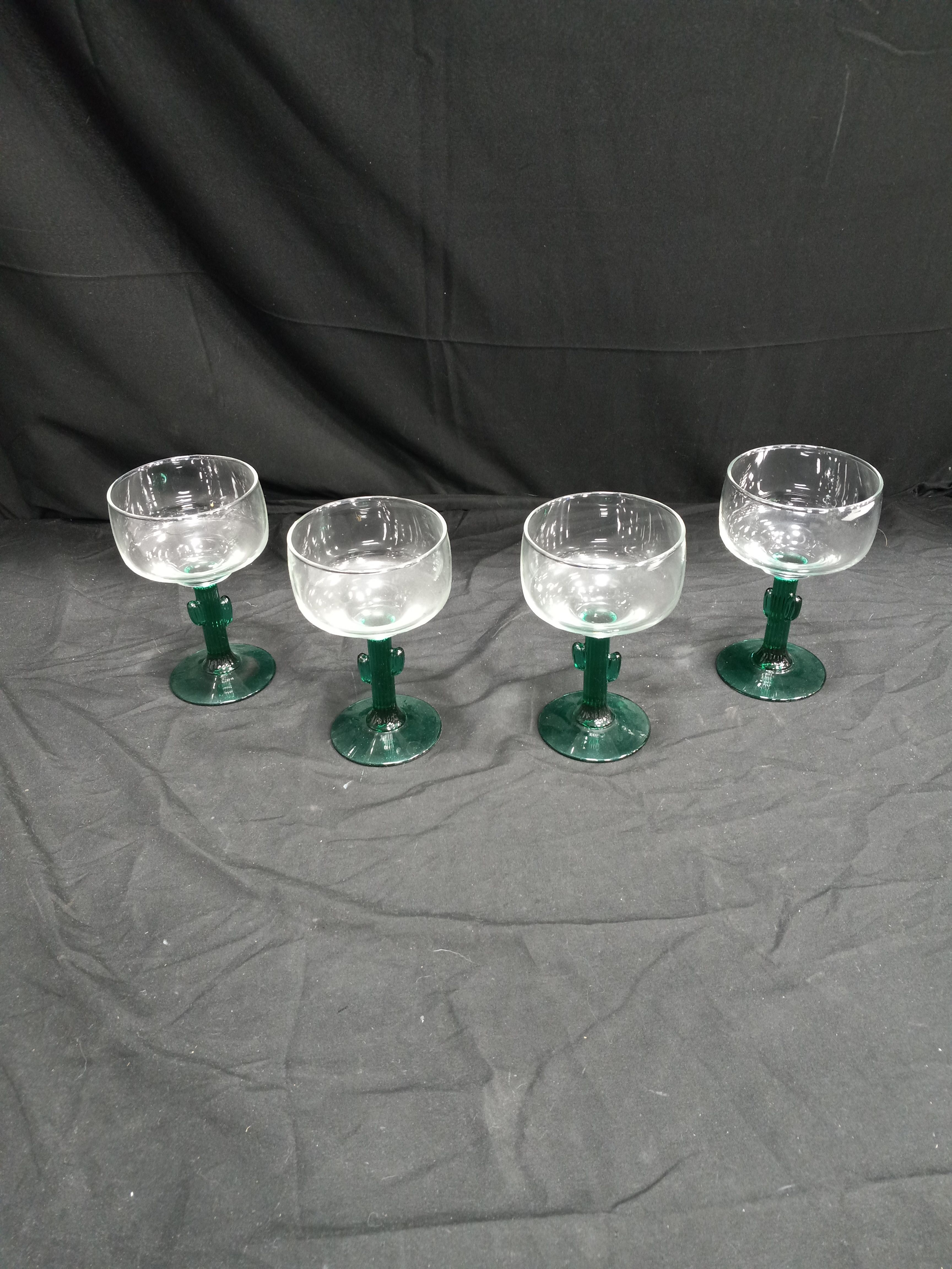 Cactus Mania Set of 4 Frosted Wine Glasses Casarialto