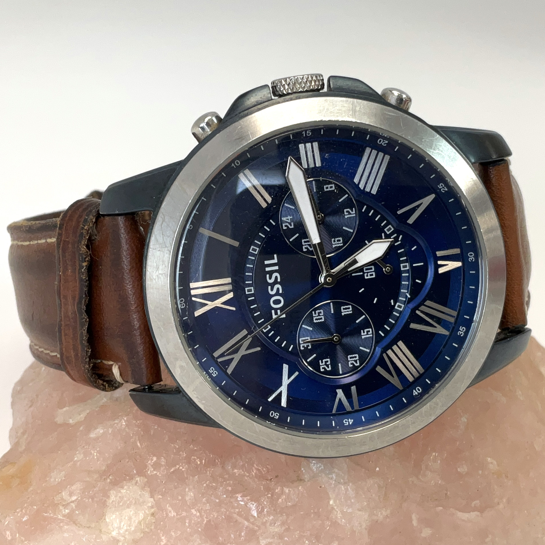 Fossil grant chronograph online blue