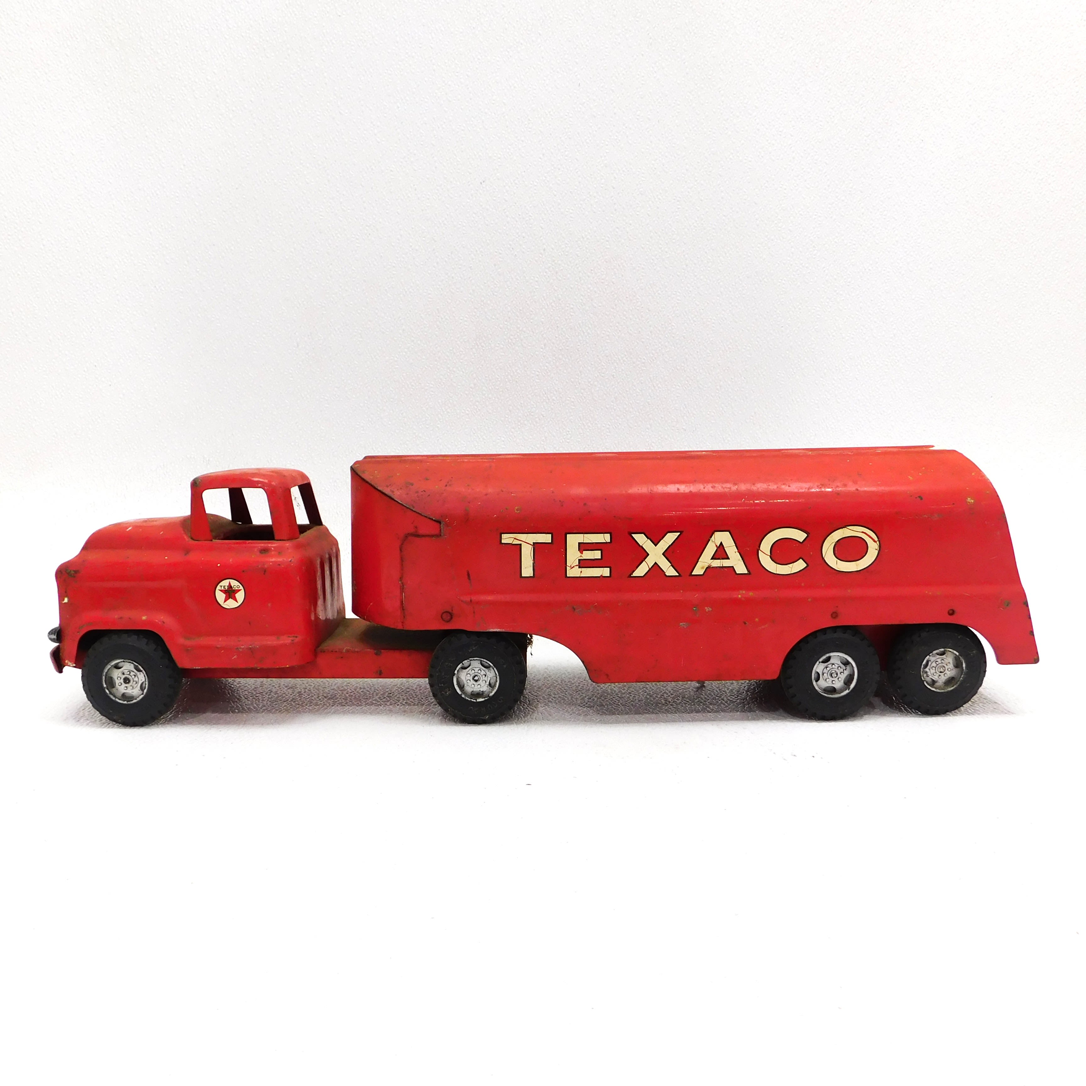 Buy the Vintage Buddy L. Texaco Tanker Semi Truck Pressed Steel