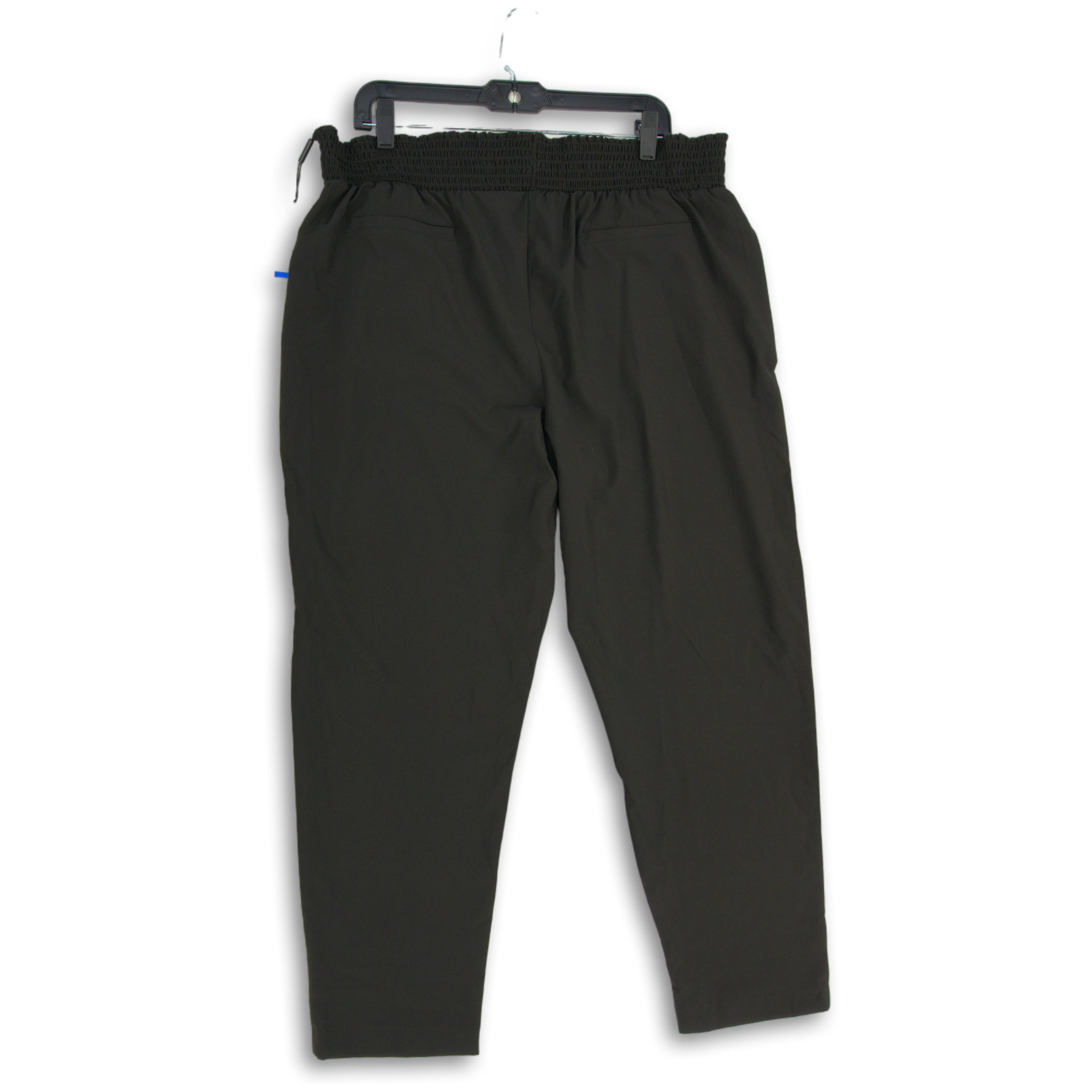 Buy the Womens Black Flat Front Slash Pocket Straight Leg Pull-On Ankle  Pants 8