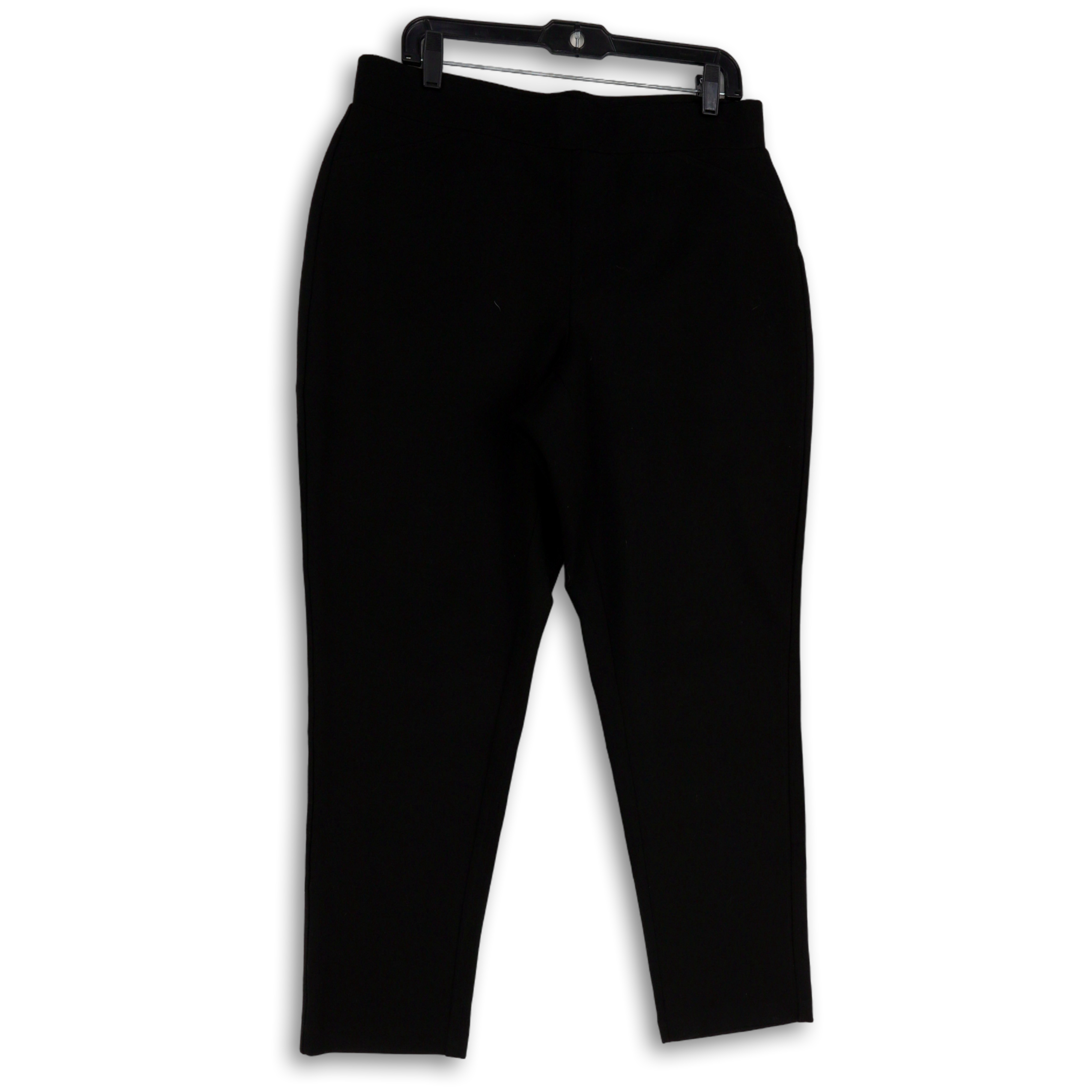 Buy the Womens Black Elastic Waist Pockets Stretch Pull-On Cropped Pants  Size 1X