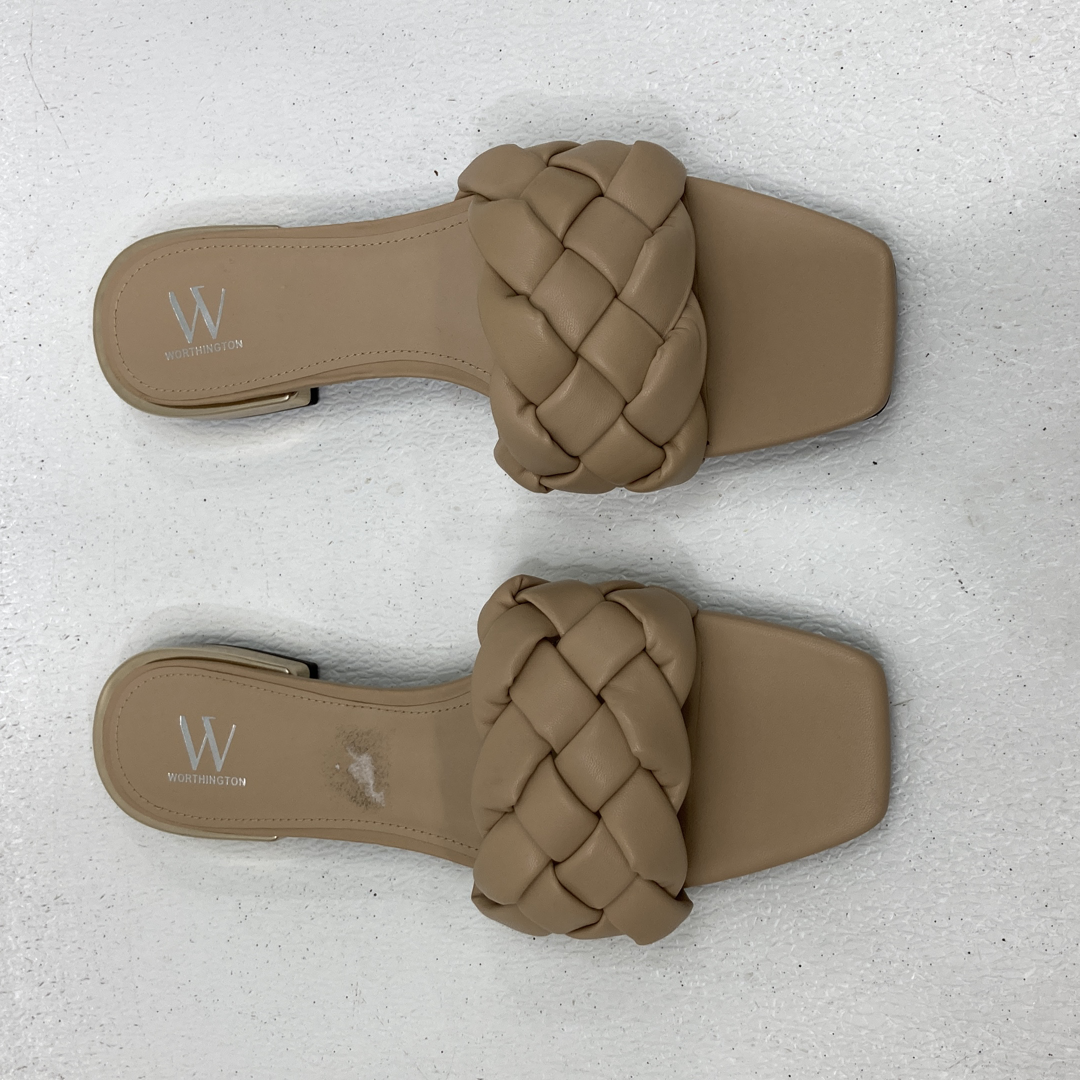Buy the Womens Wor Dalton Beige Braided Open Toe Slip-On Slide Sandals ...