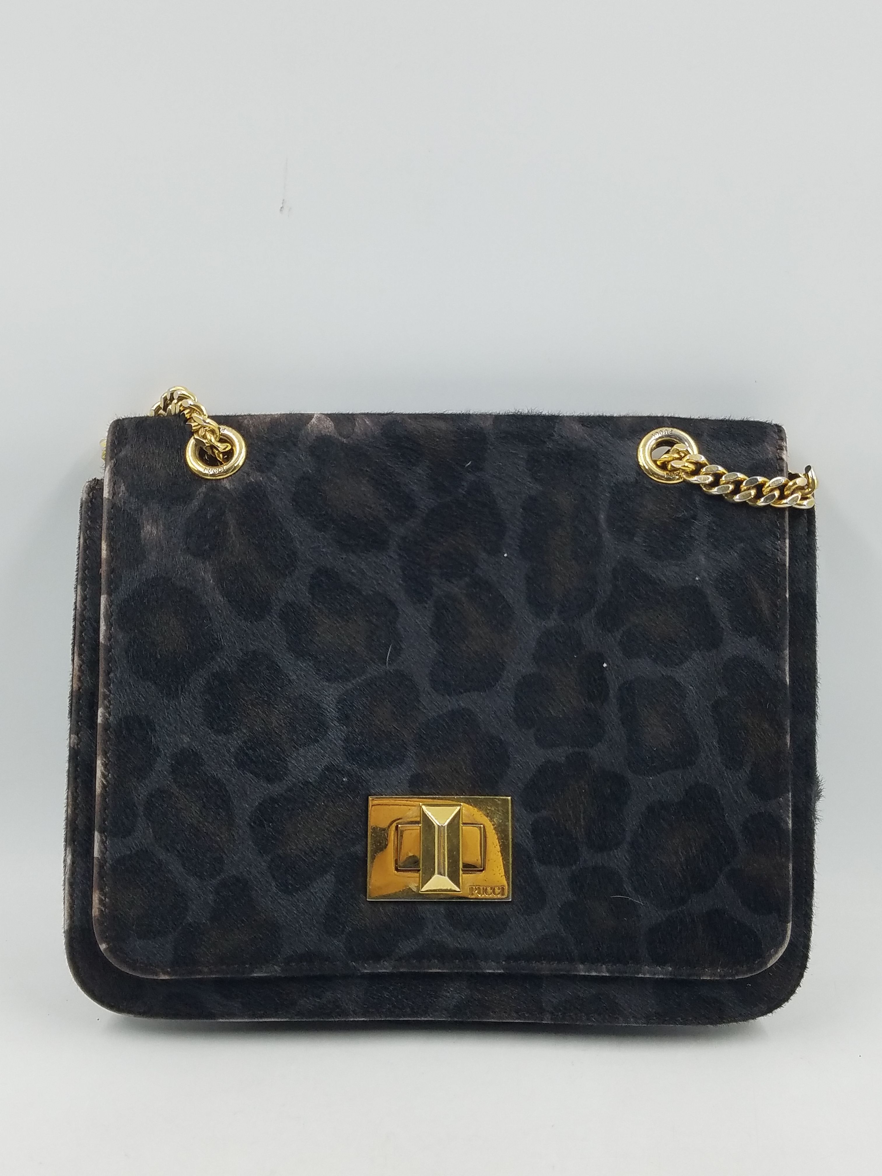 Buy the Authentic Pucci Brown Calf Leopard Shoulder Bag | GoodwillFinds