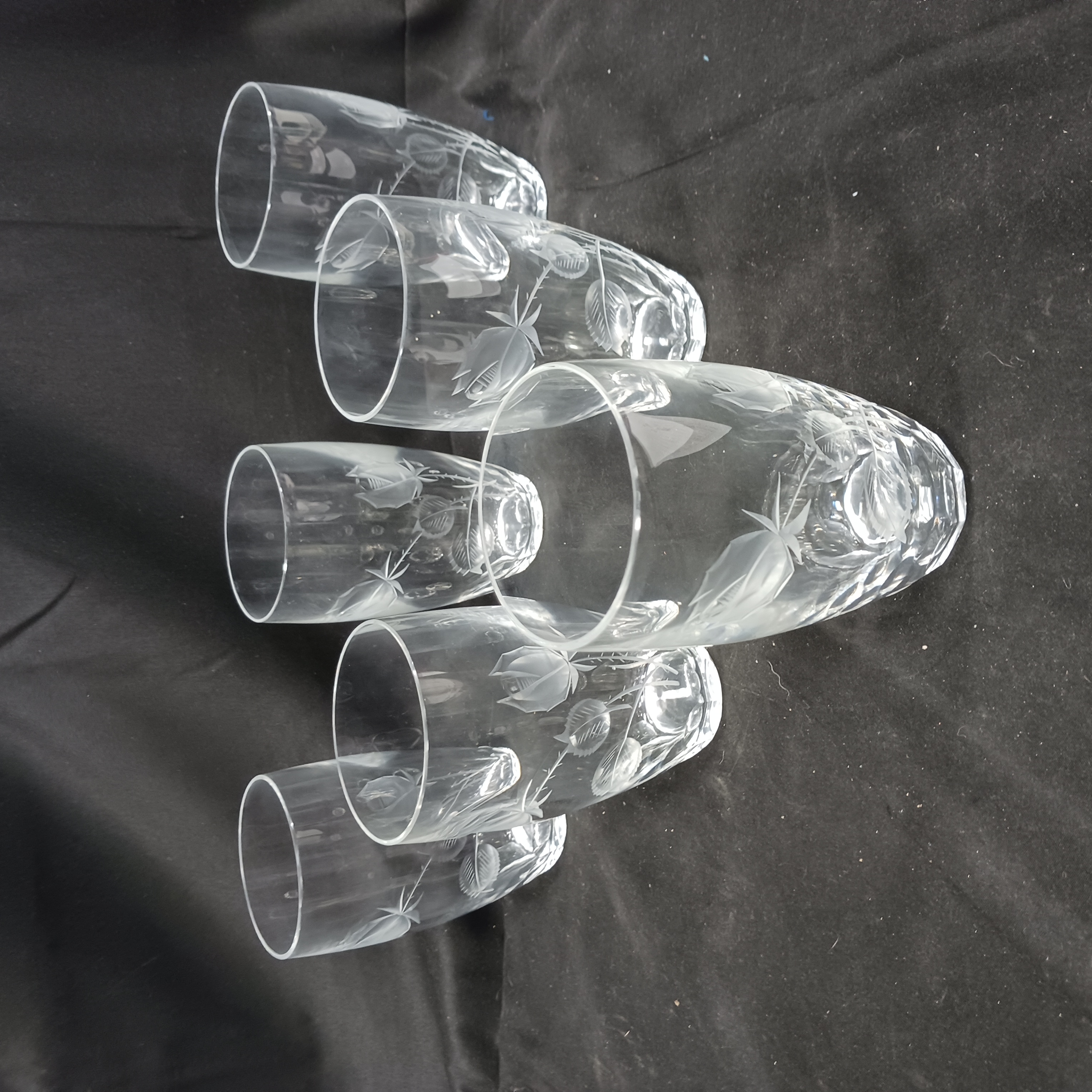 Buy the Bundle of 12 Floral Etched Small Crystal Drinking Glasses