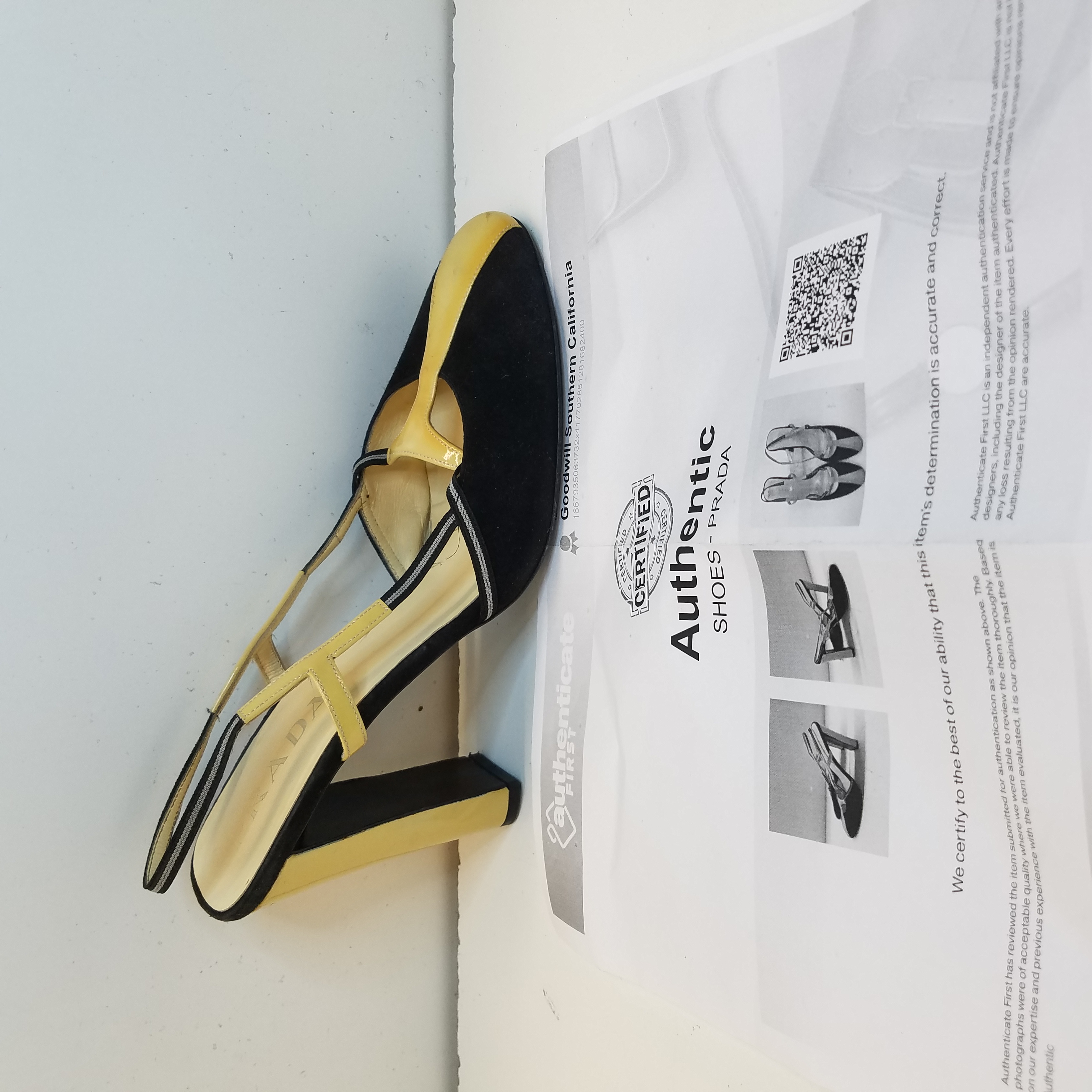 Buy the Prada Slingback Heel Women's Size  Hummus/Black AUTHENTICATED |  GoodwillFinds