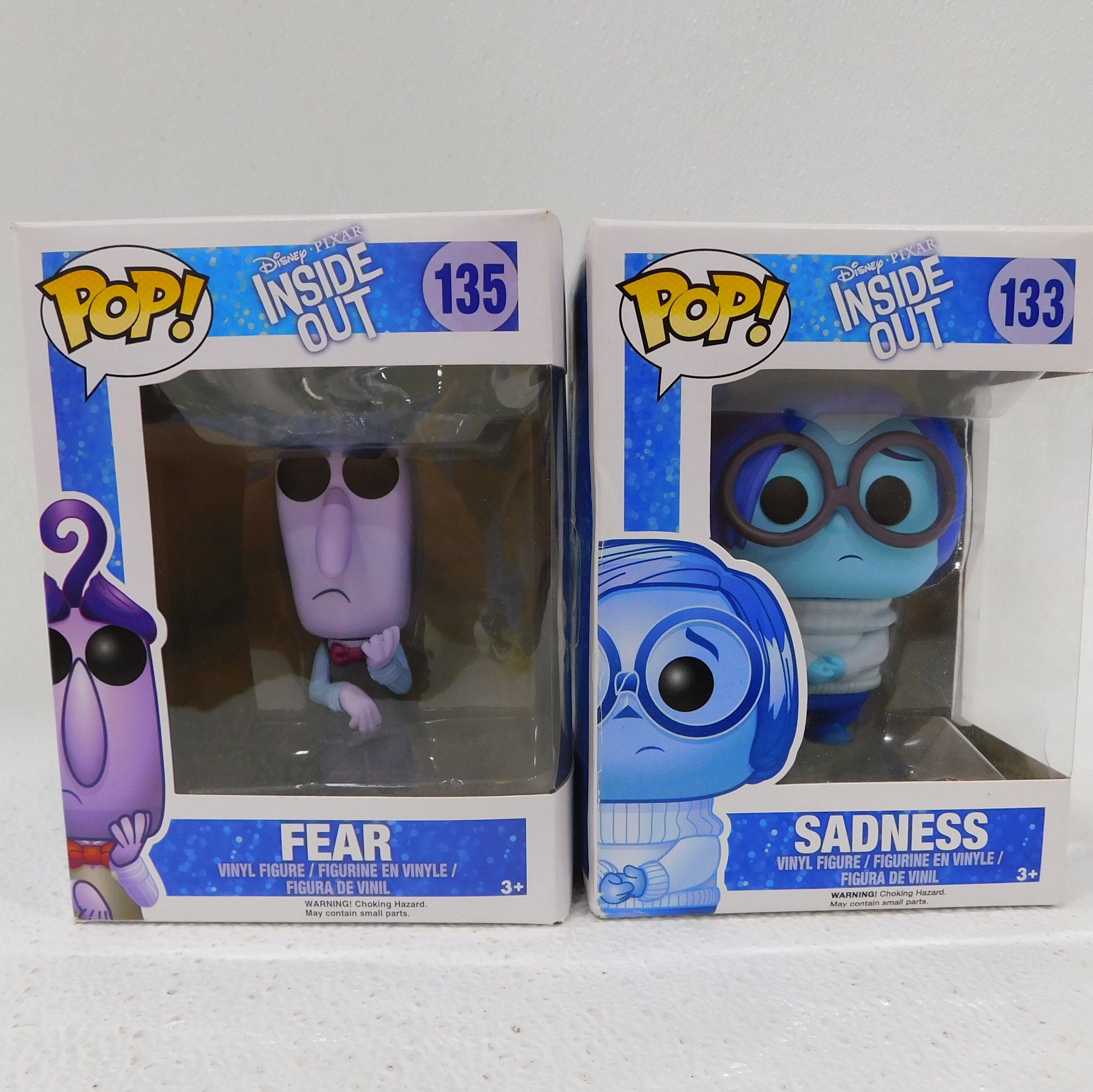 Buy the Funko Pop Disney Inside Out Fear 135 & Sadness Vinyl Figures ...