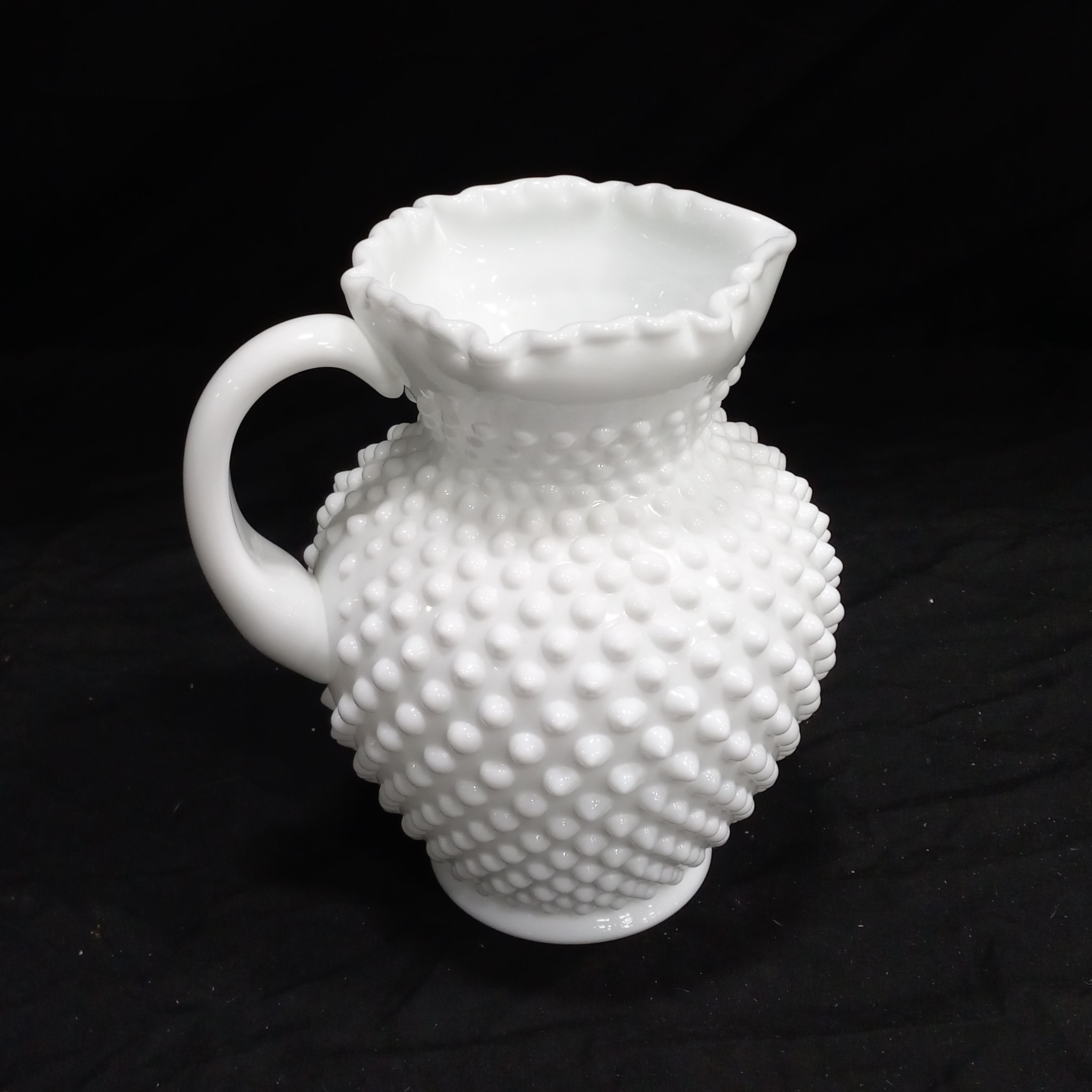 Vintage Large Hobnail Milk Glass Pitcher