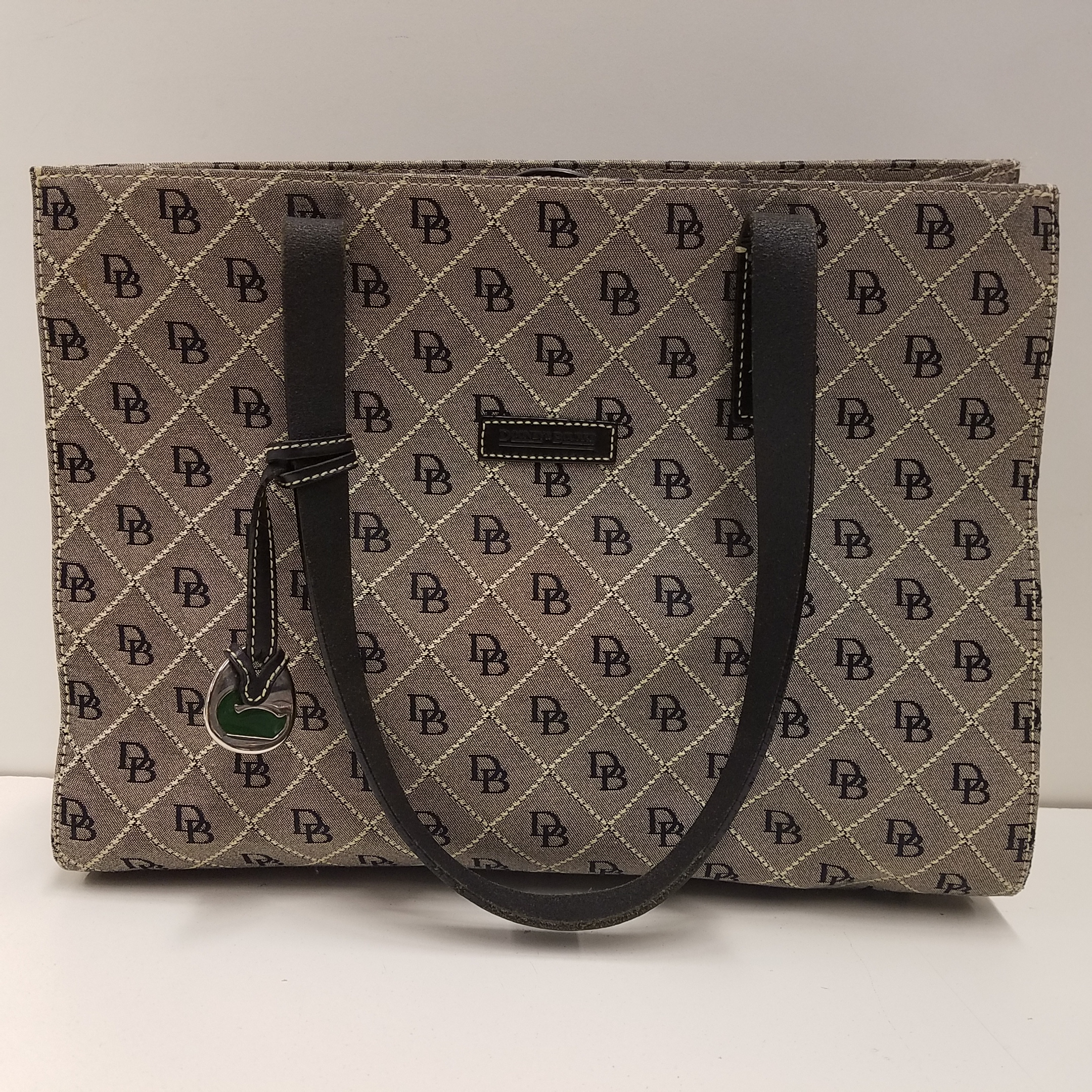 DOONEY & BOURKE East West Slim Top Zip Monogram Canvas Shoulder Bag Purse