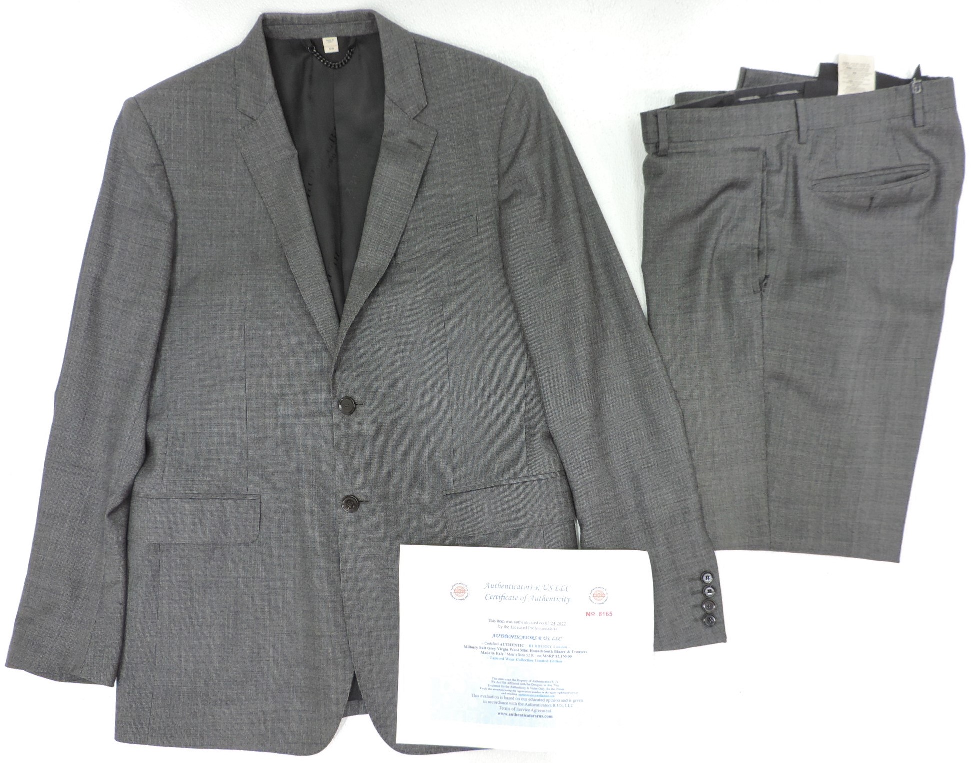 Buy the Burberry London Milbury Suit Grey Wool Blazer & Trousers Men's 52R  W/COA | GoodwillFinds