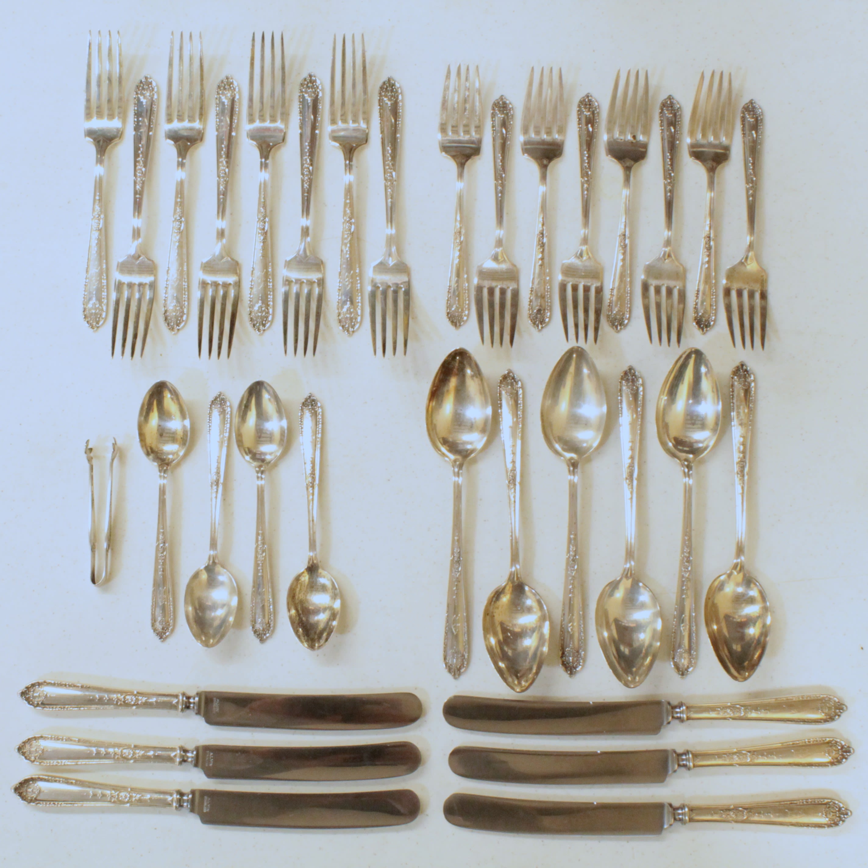 Buy the Vintage 32 Pc. Alvin Sterling Silver Della Robbia Flatware