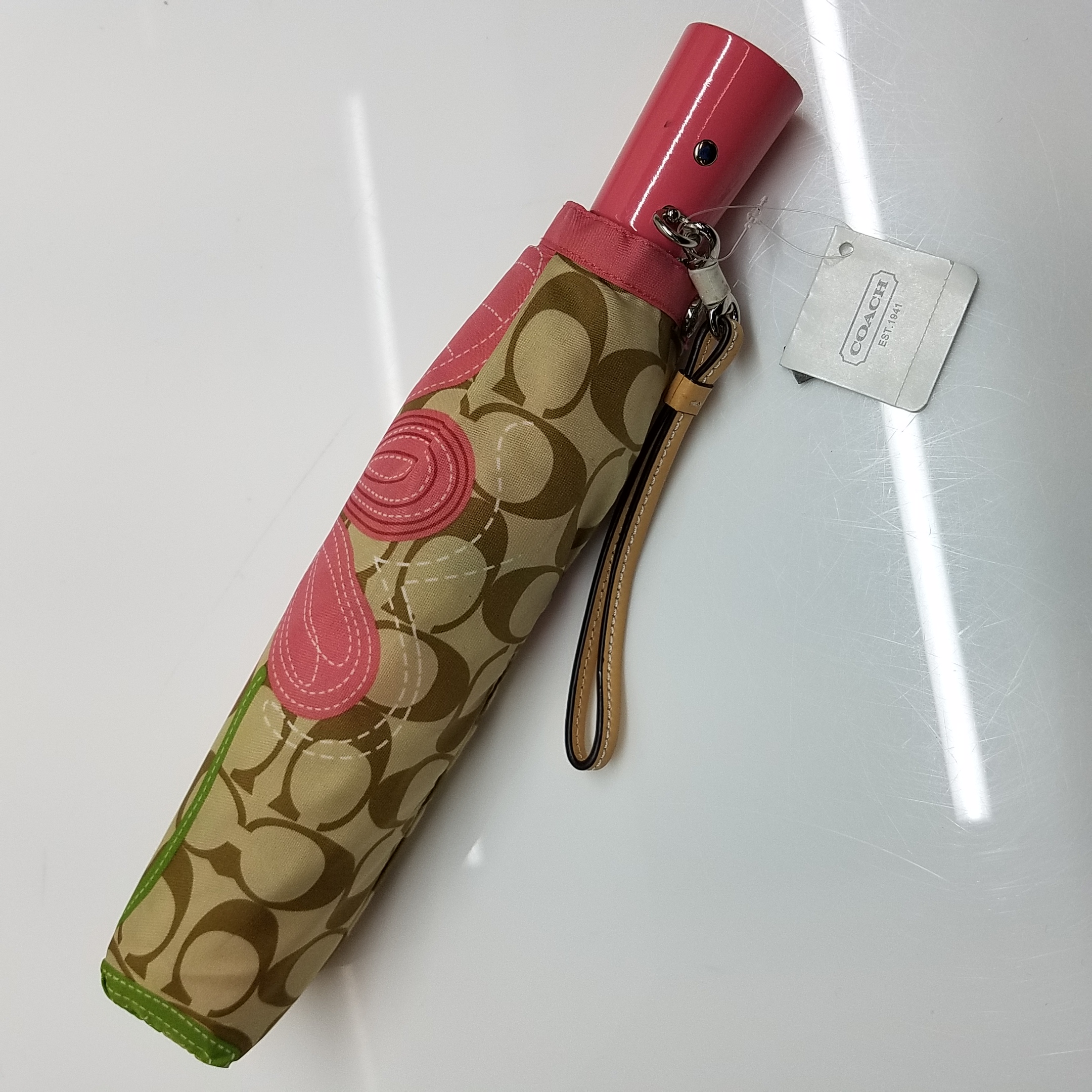 Buy the Coach Signature Floral Pink Medium Umbrella F60620 NWT |  GoodwillFinds