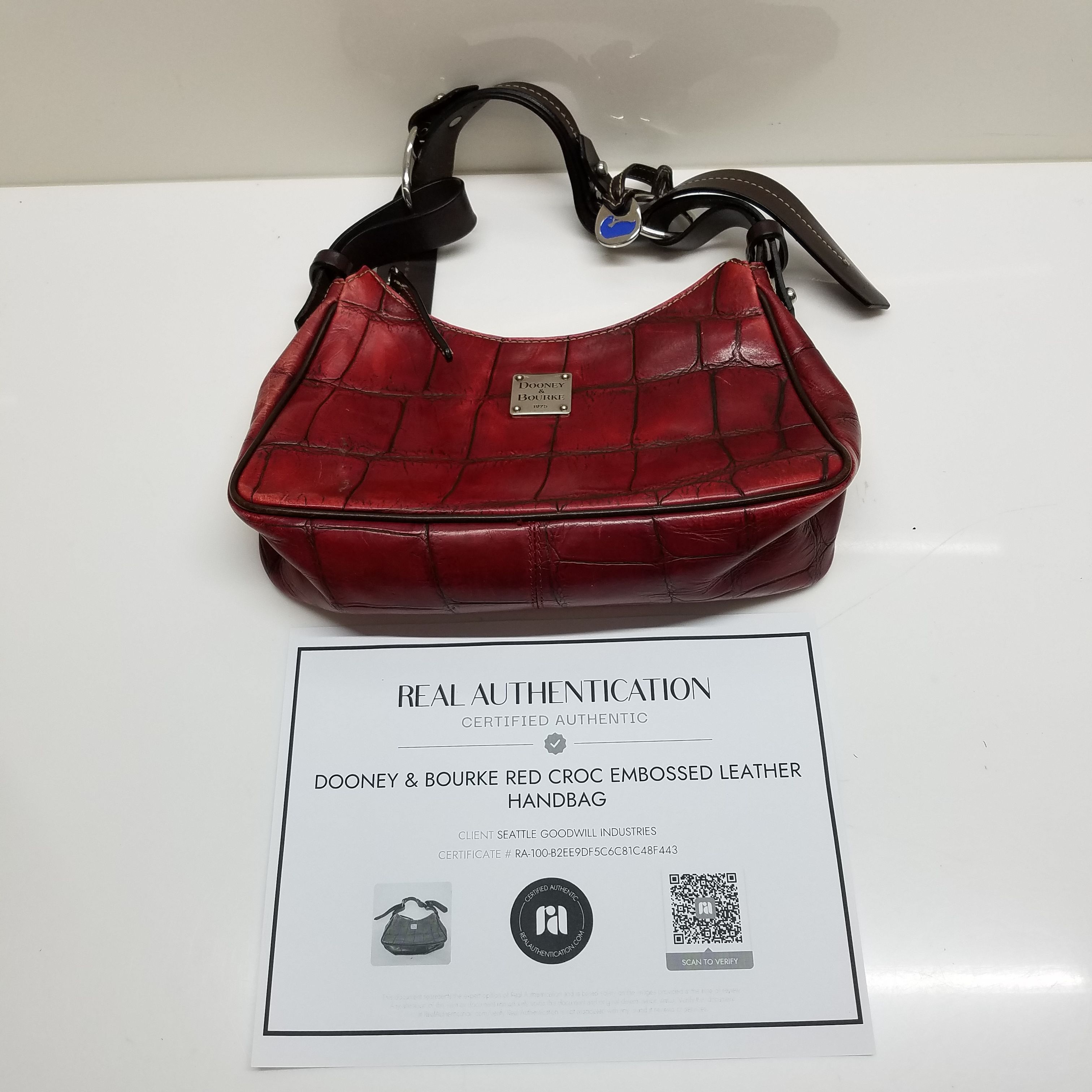 Buy the AUTHENTICATED Dooney Bourke Red Croc Embossed