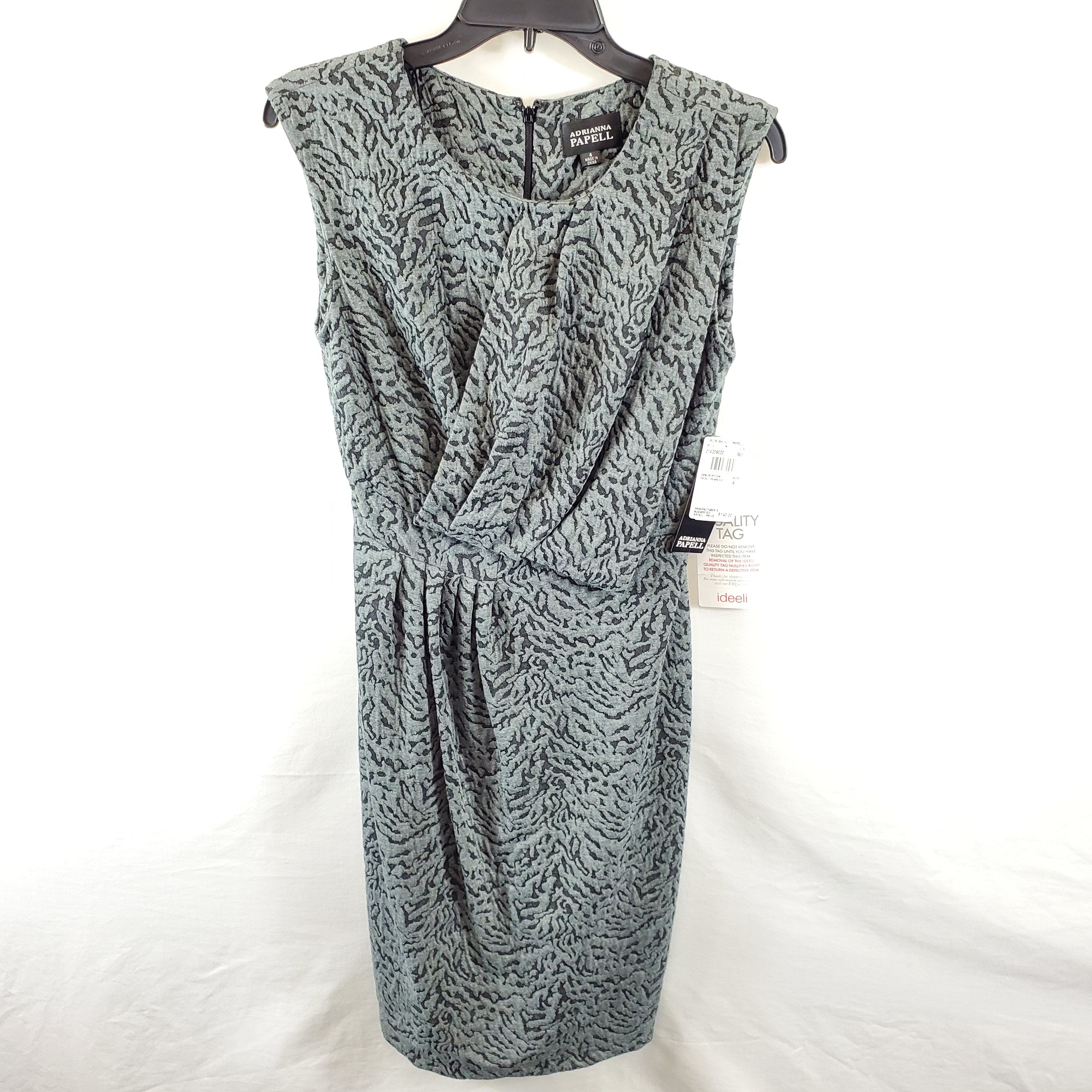 Buy the Adrianna Papell Women Grey Drape Dress Sz 4 NWT