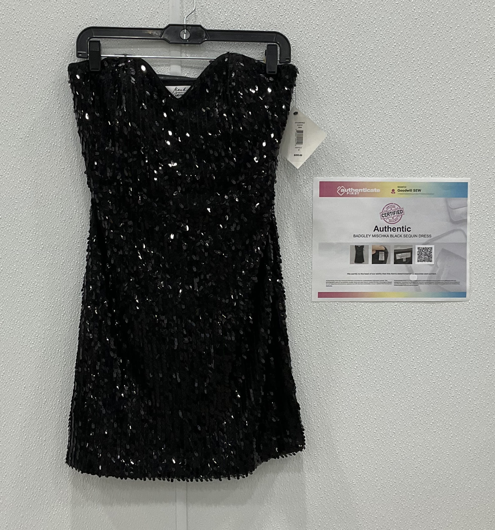 Buy the Badgley Mischka Women's Size 4 Black Sequin Dress | GoodwillFinds