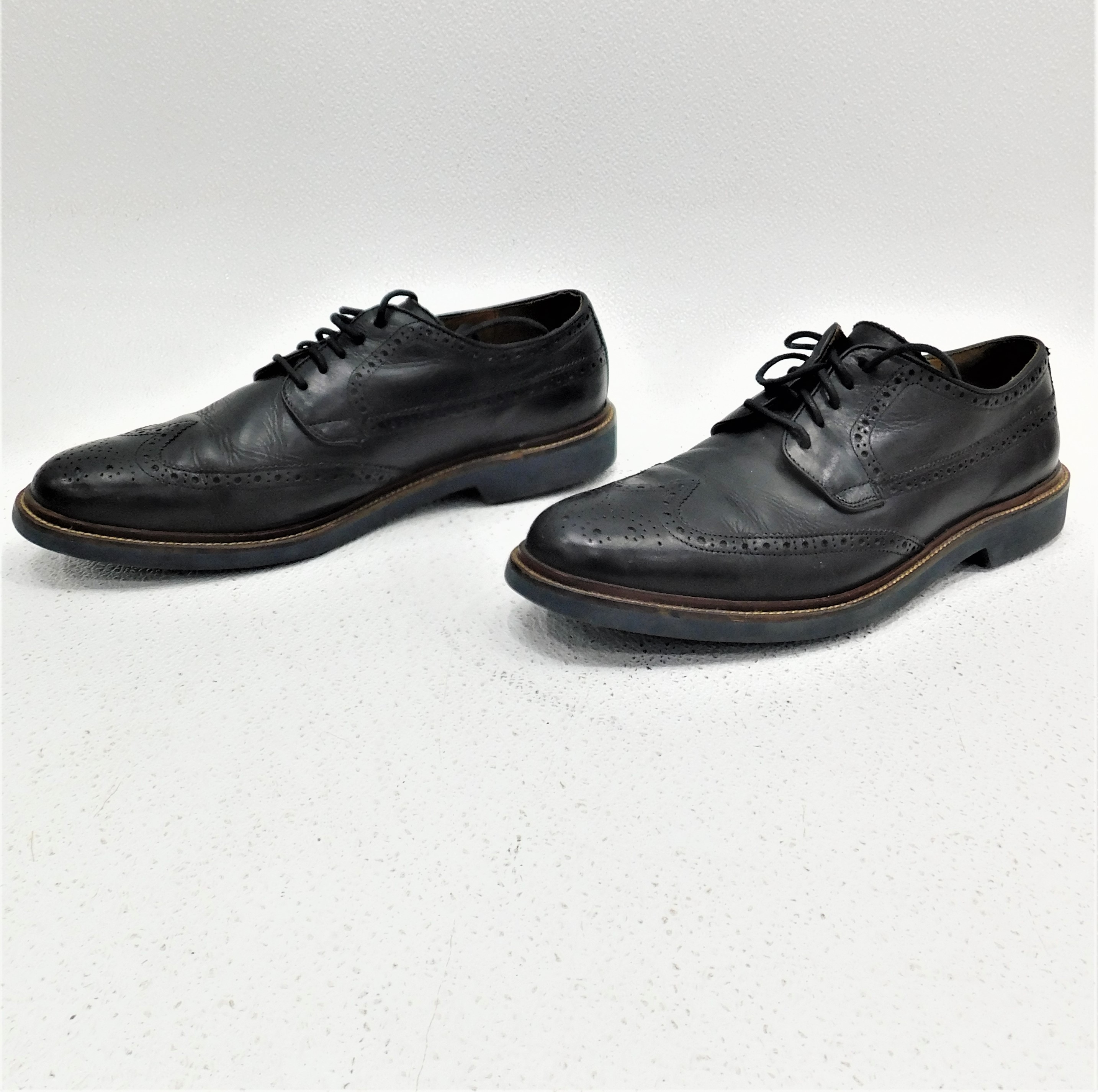 Buy the Men's Black Leather Wingtip Oxford Dress Shoes Size 12M ...