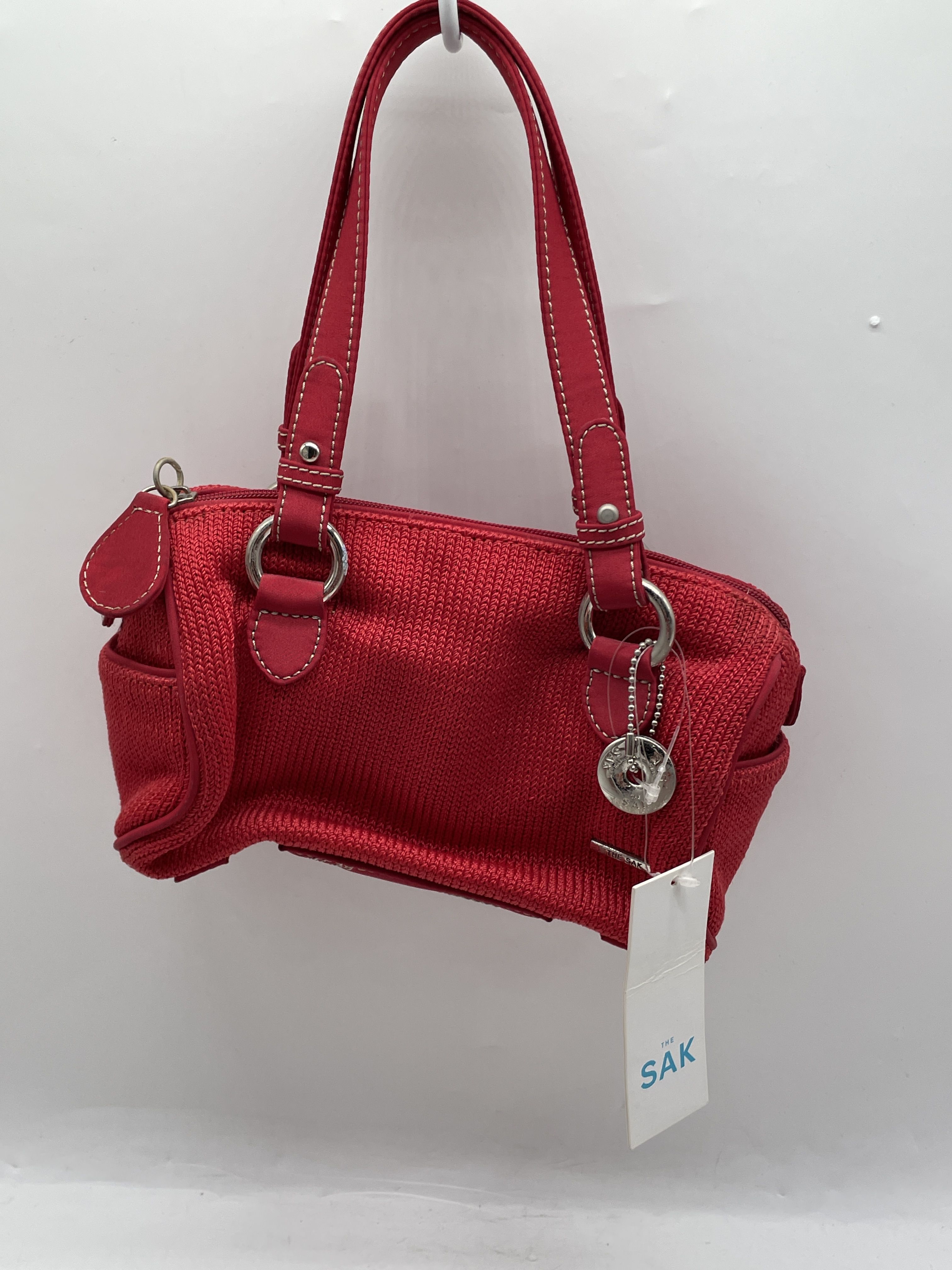 Buy the Womens Red Charm Inner Pocket Double Handles Shoulder Bag