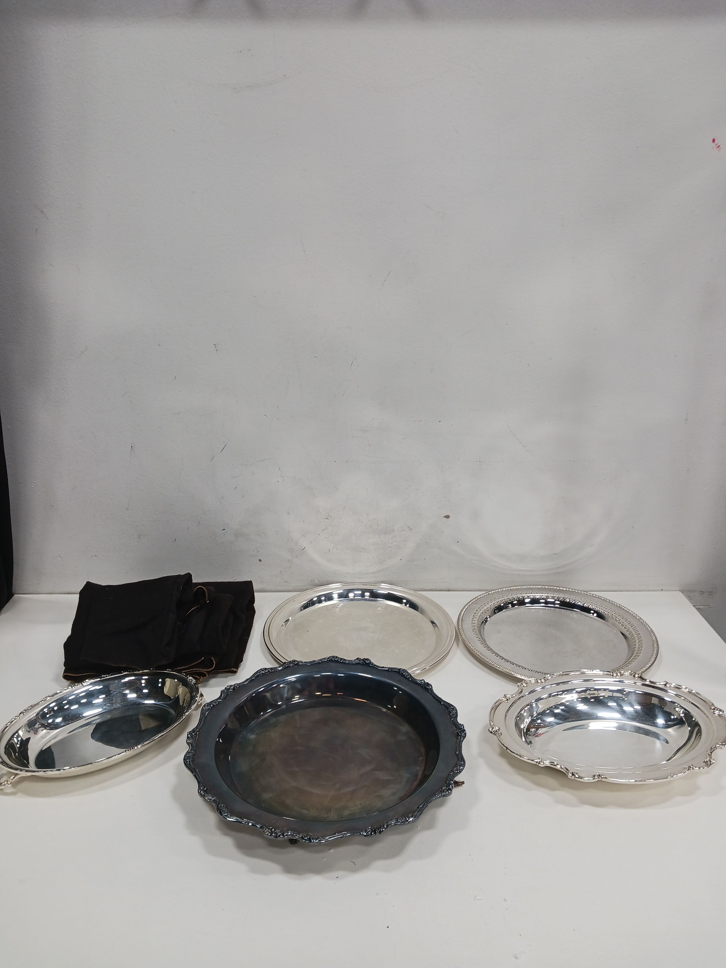 Buy the Lot of Assorted Silver Plated Plates & Platters Set of 5 ...