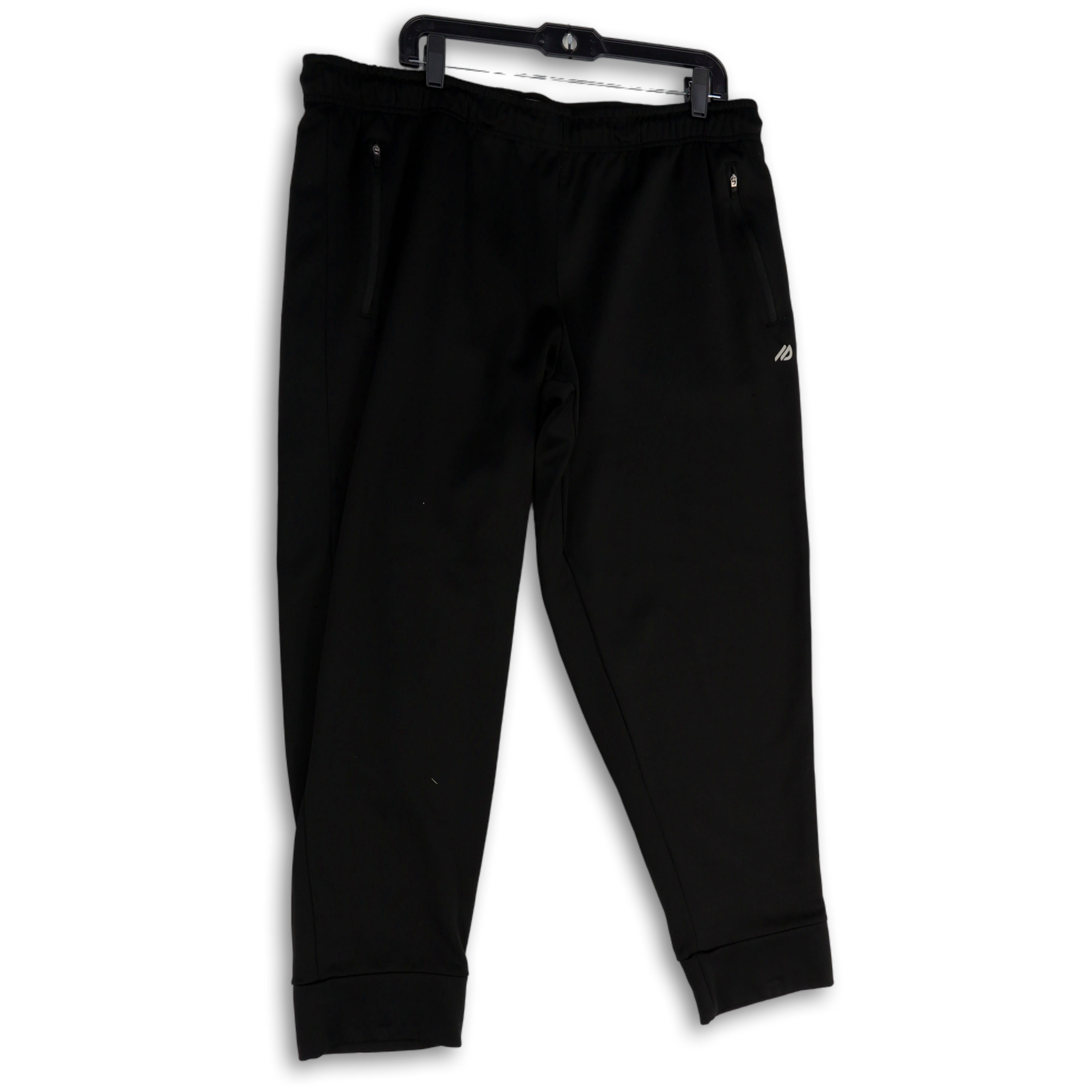 Buy the Mens Black Elastic Waist Pockets Pull-On Tapered Leg Jogger ...