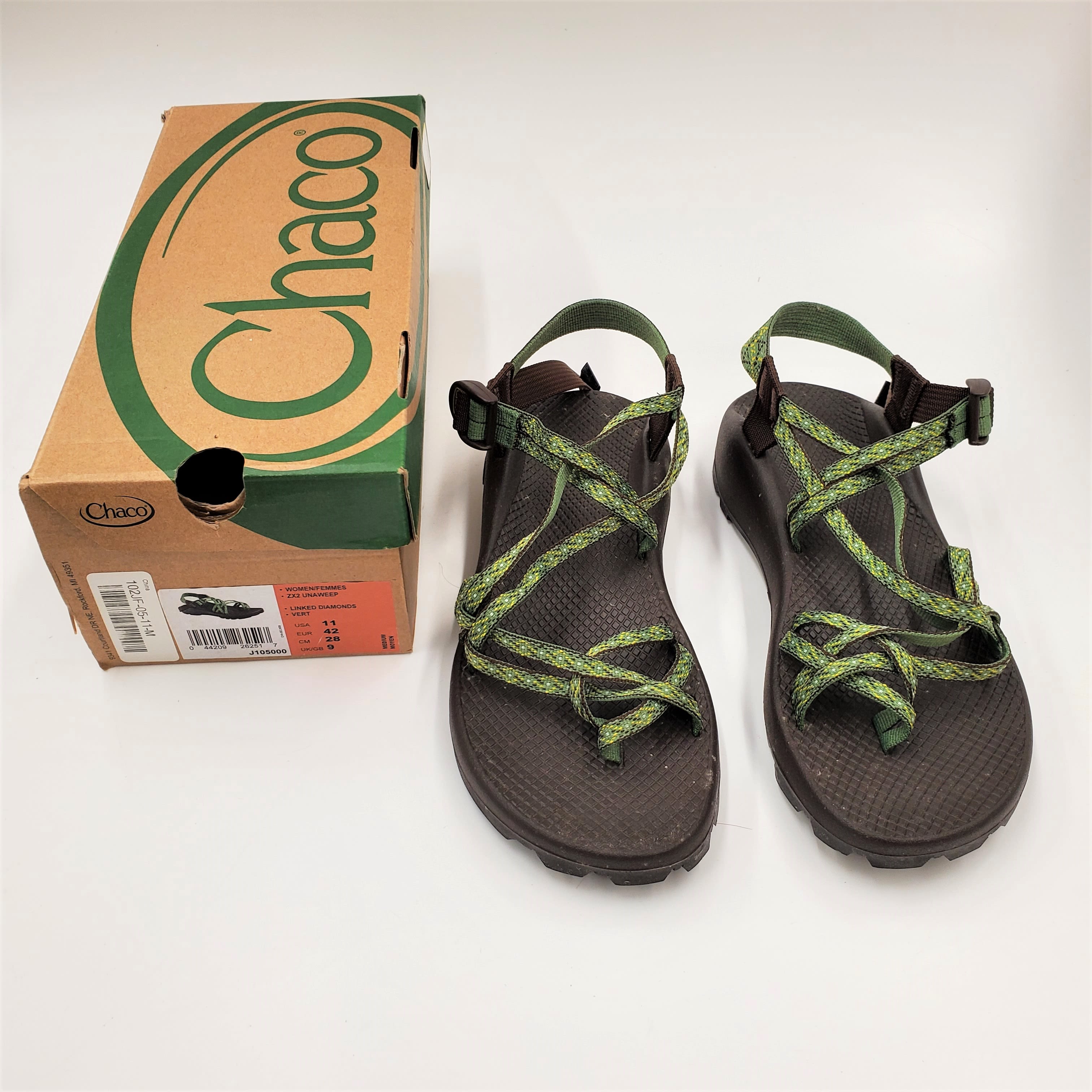 Buy the Chaco IOB ZX2 Unaweep Sandals Strappy Green Women s Size