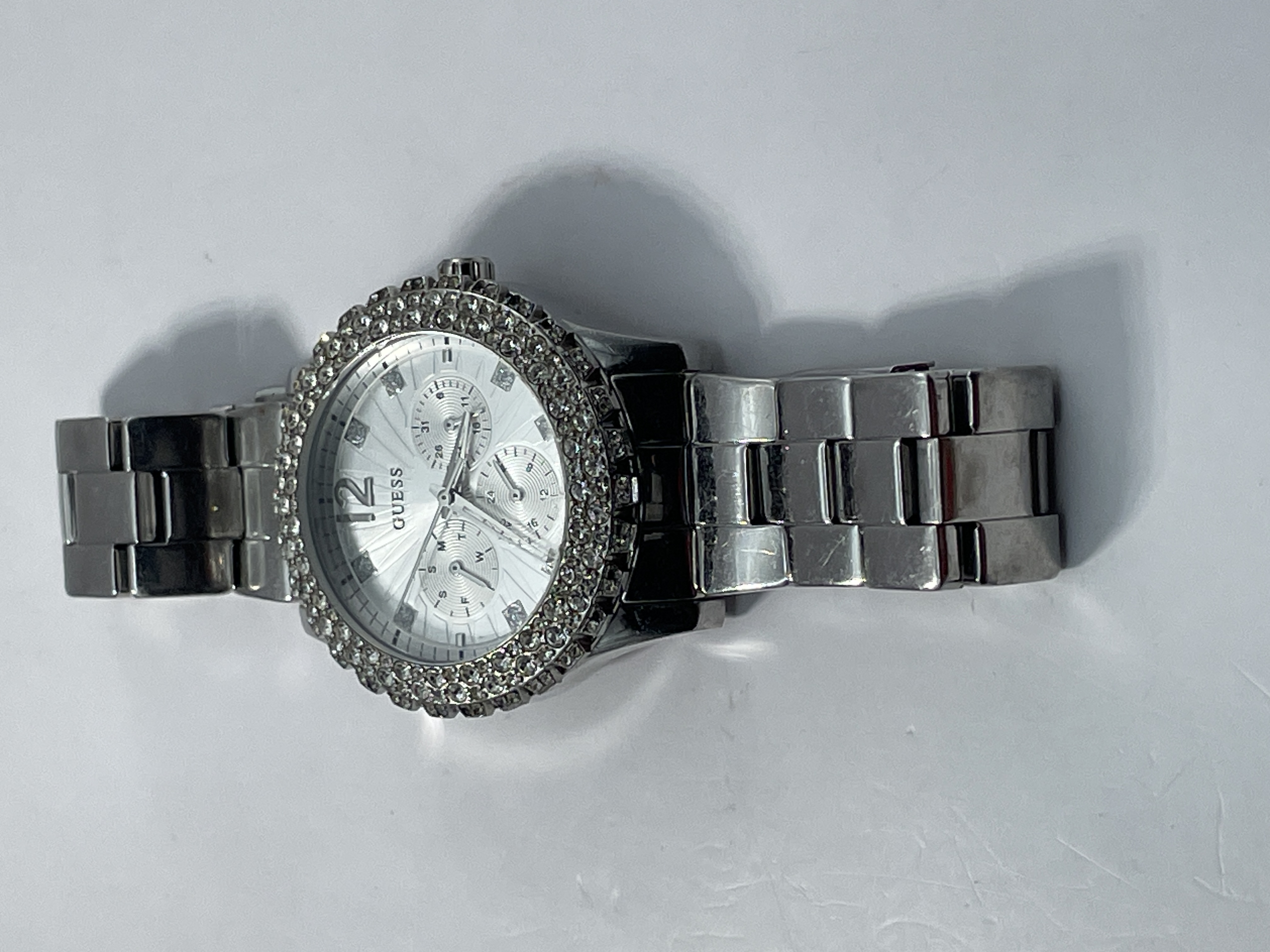 Buy the Womens U0335L1 Silver-Tone Stainless Steel Rhinestone