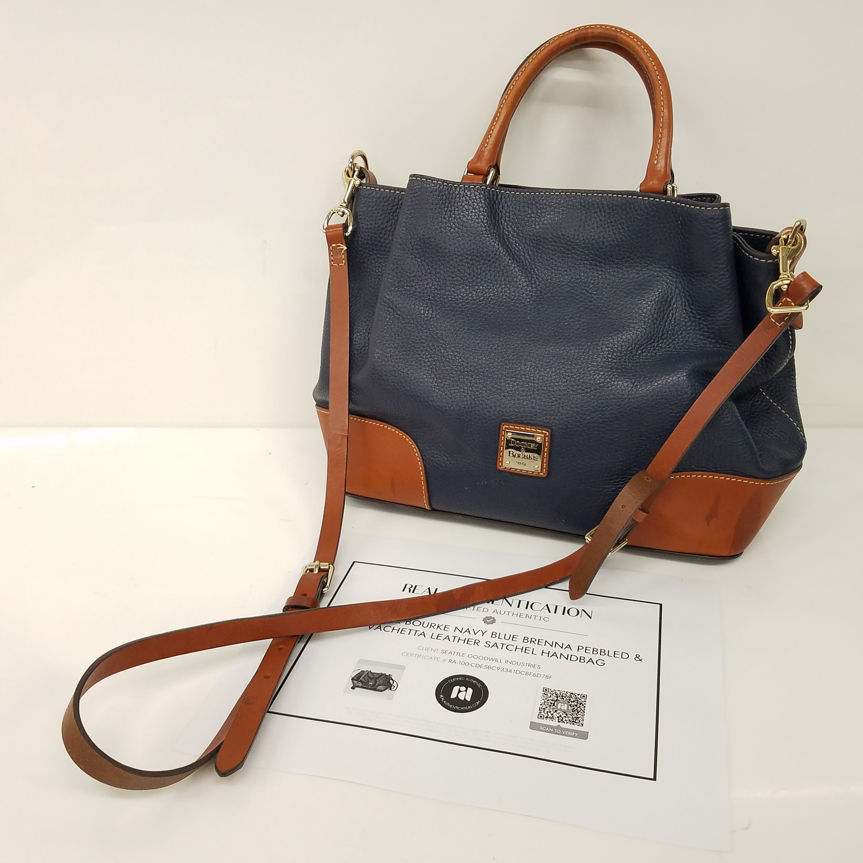 Dooney and Bourke Pebble Grain Leather Brenna Satchel Shoulder Bag