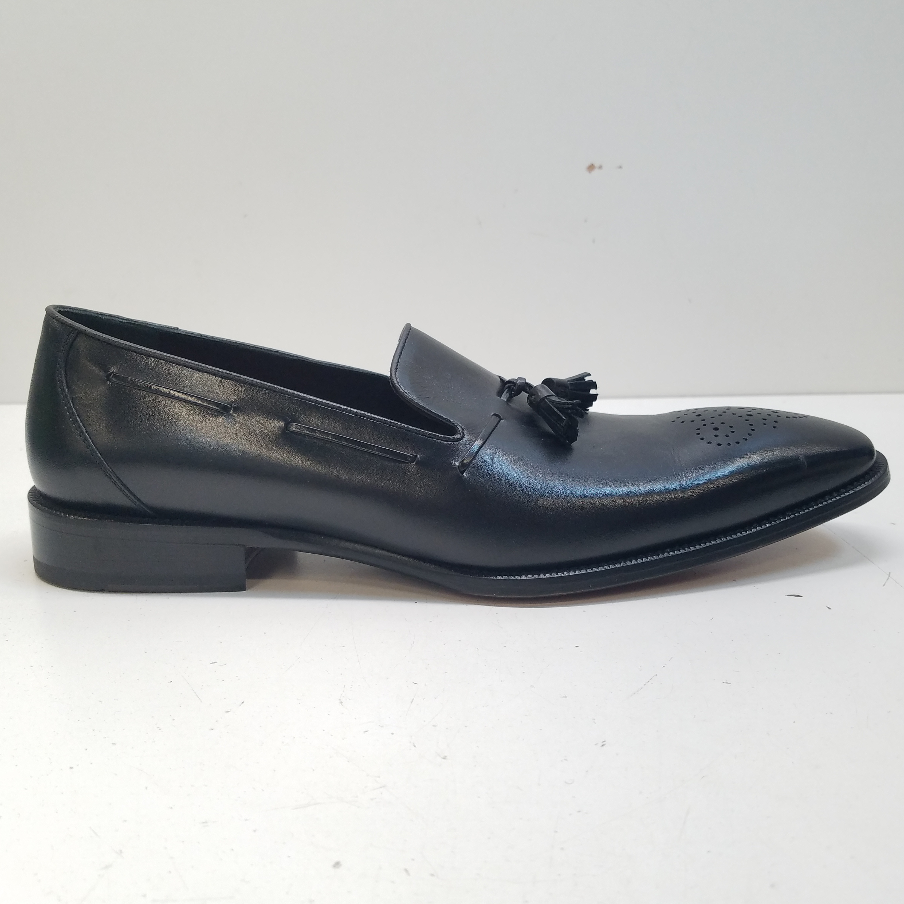 Buy the Lorens Black Leather Dress Loafers Men's Size 10.5 | GoodwillFinds