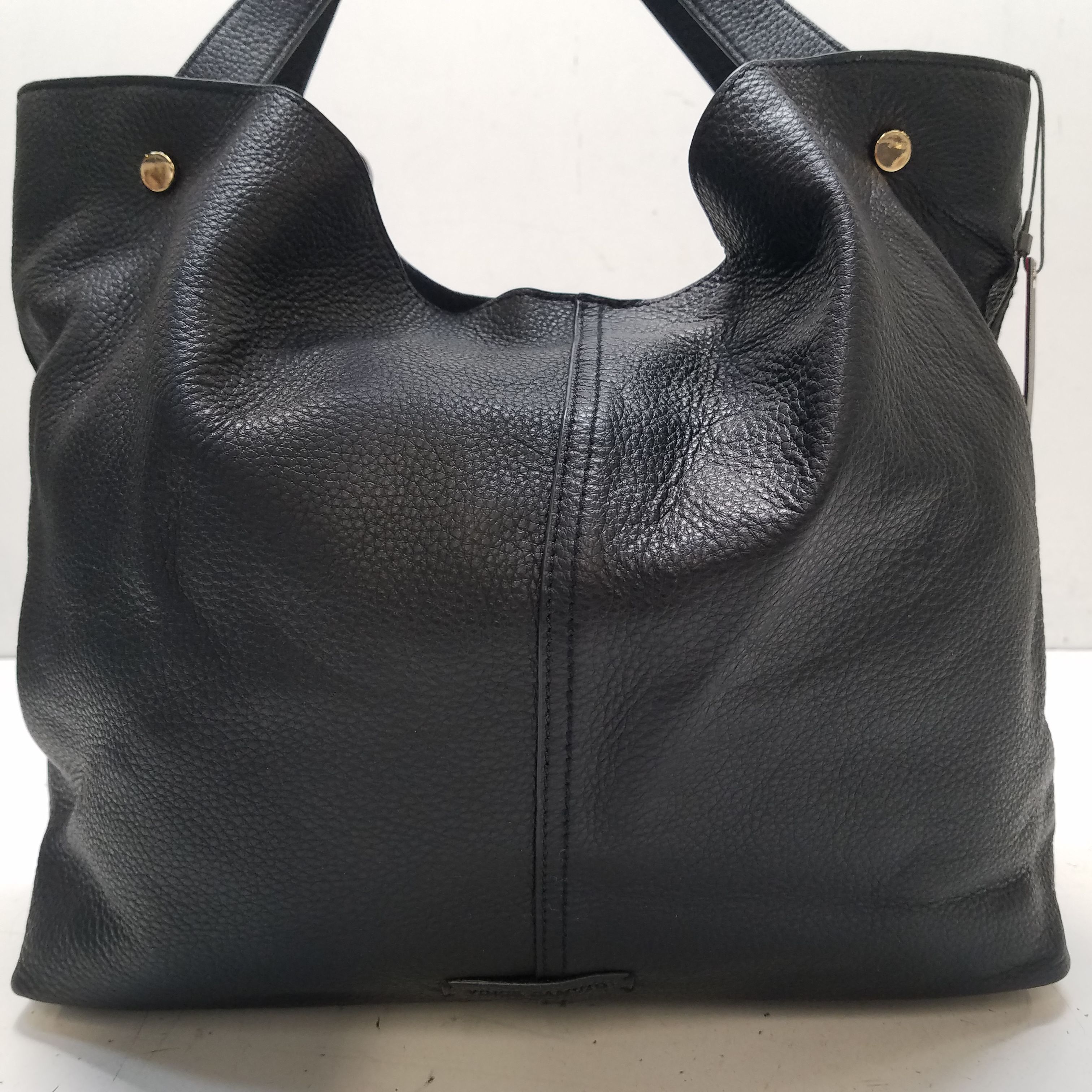 Buy the Vince Camuto Pebble Leather Niki Tote Black | GoodwillFinds