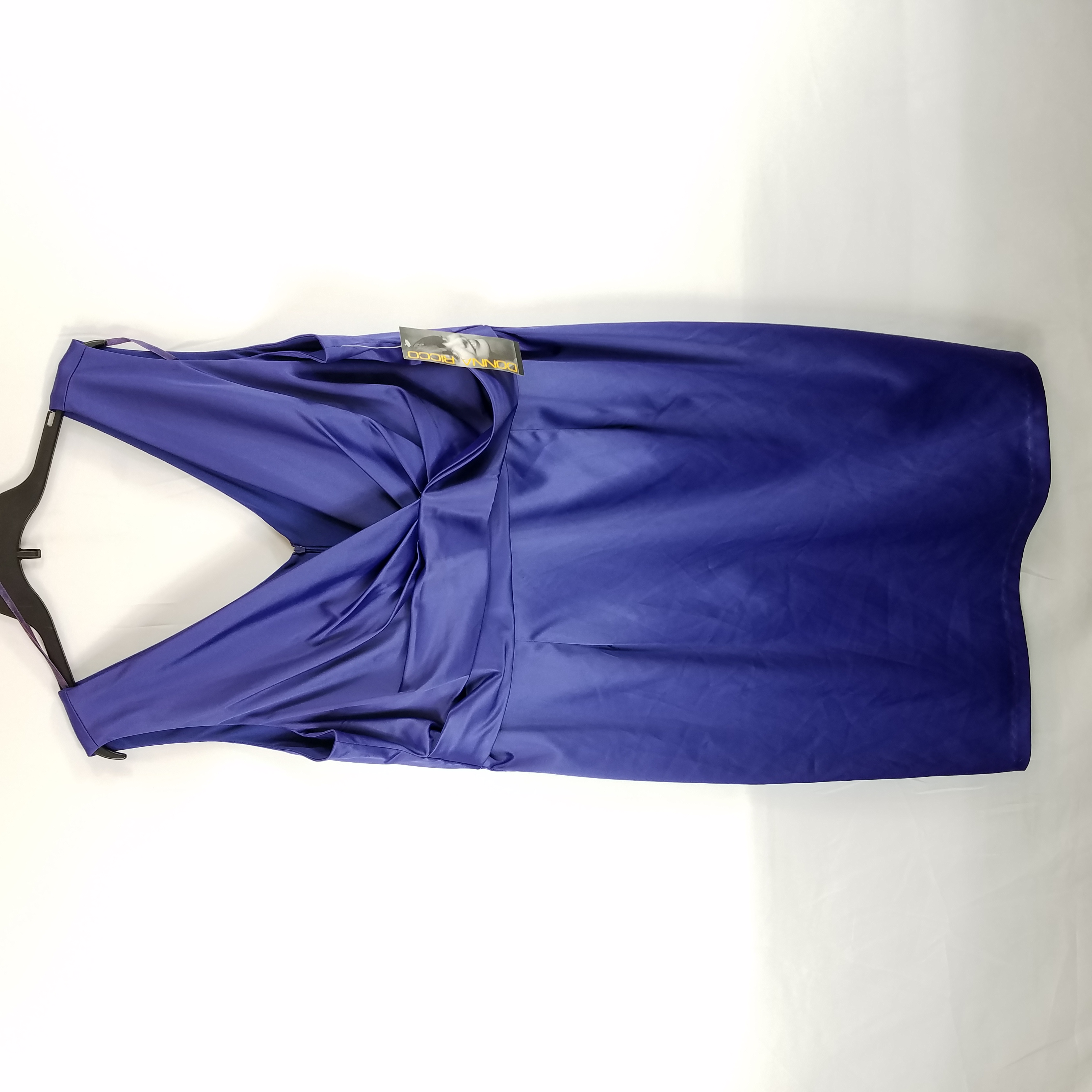 Buy the Donna Ricco Women Blue Satin Dress 20W NWT | GoodwillFinds