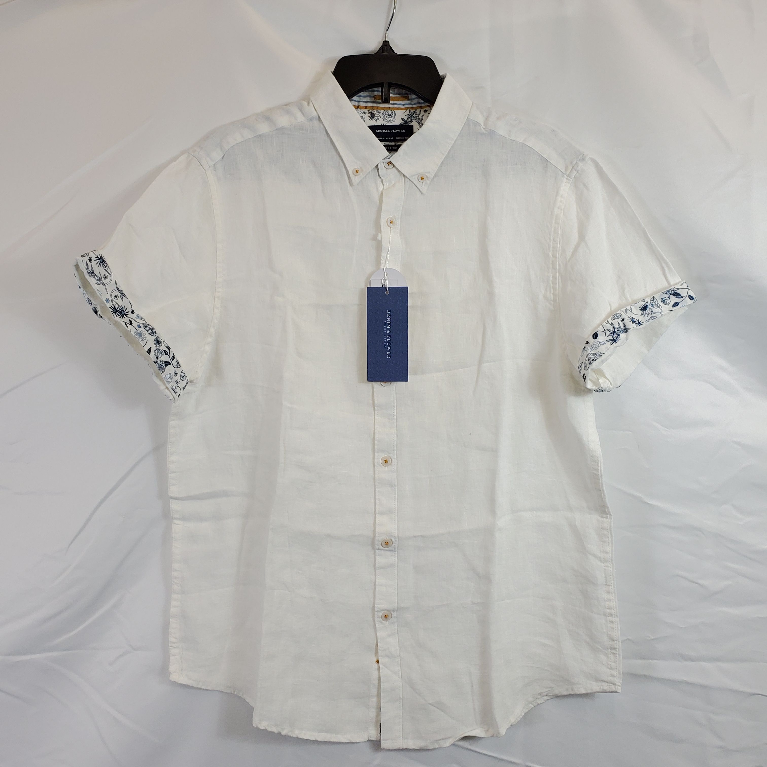 Buy the Denim & Flower Men White Button Up Sz L NWT | GoodwillFinds