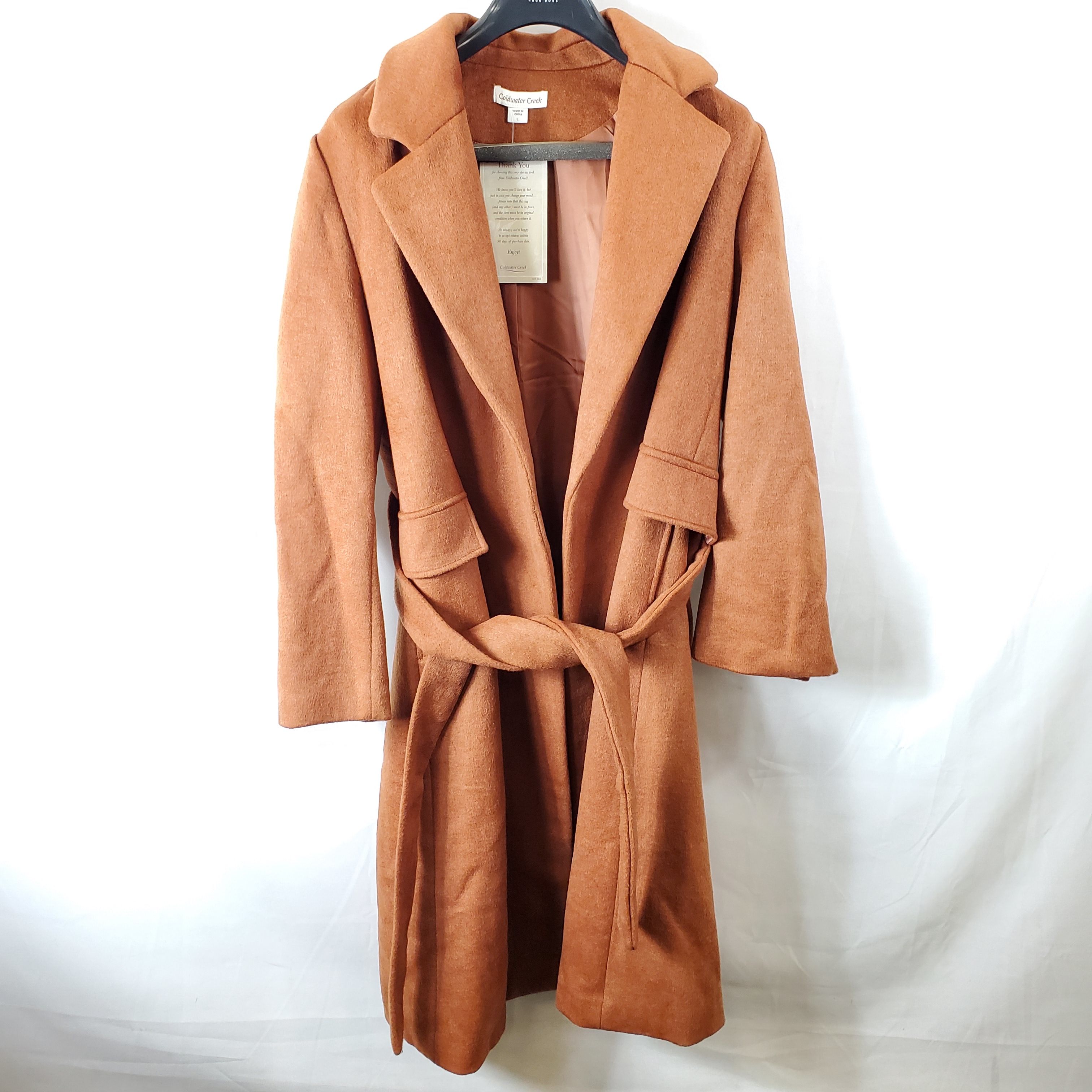 Buy Coldwater Creek Women Brown Wool Trench Coat L NWT for USD 83.99 |  GoodwillFinds