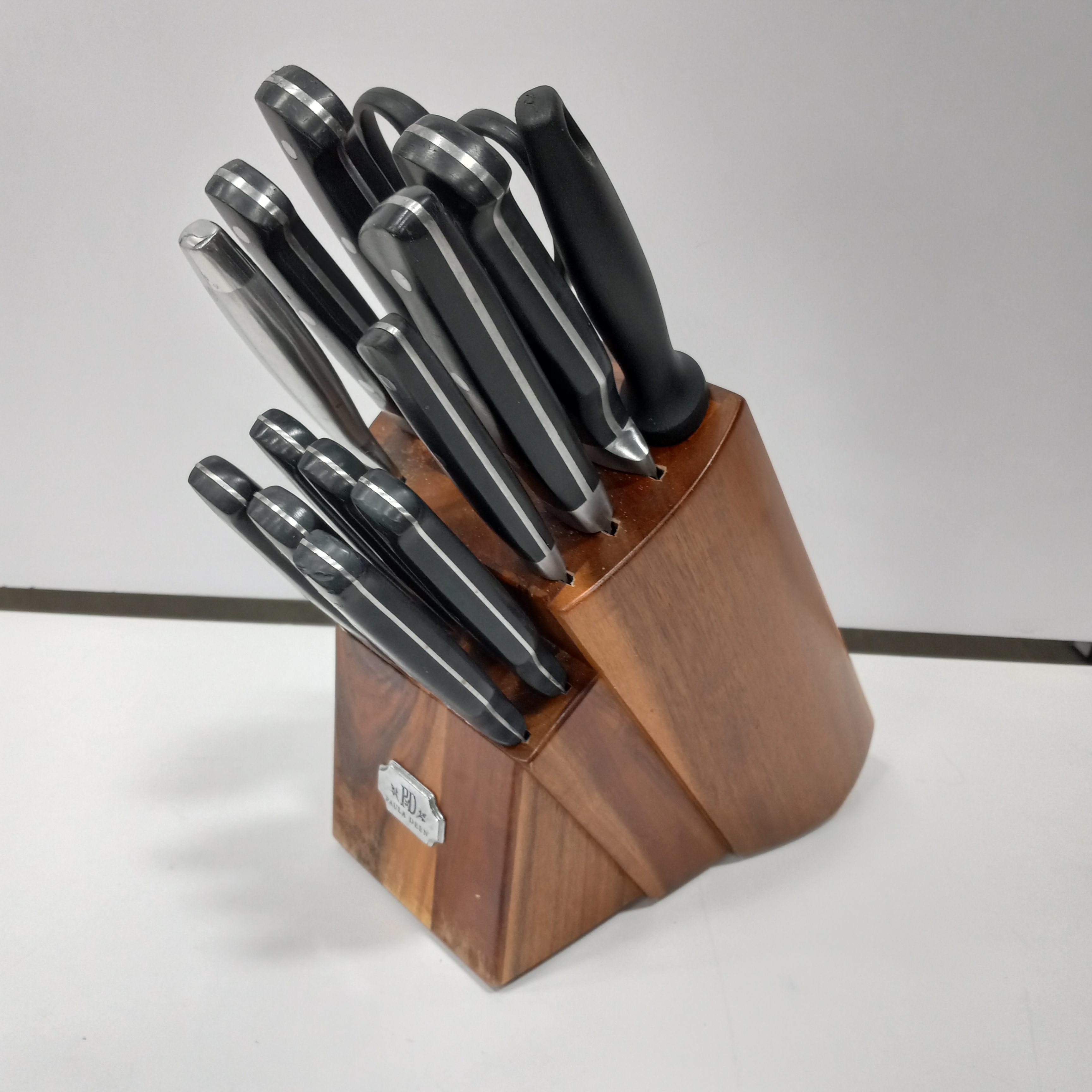 Paula Dean 10 Piece Knife Set with Wooden Block Black Handle