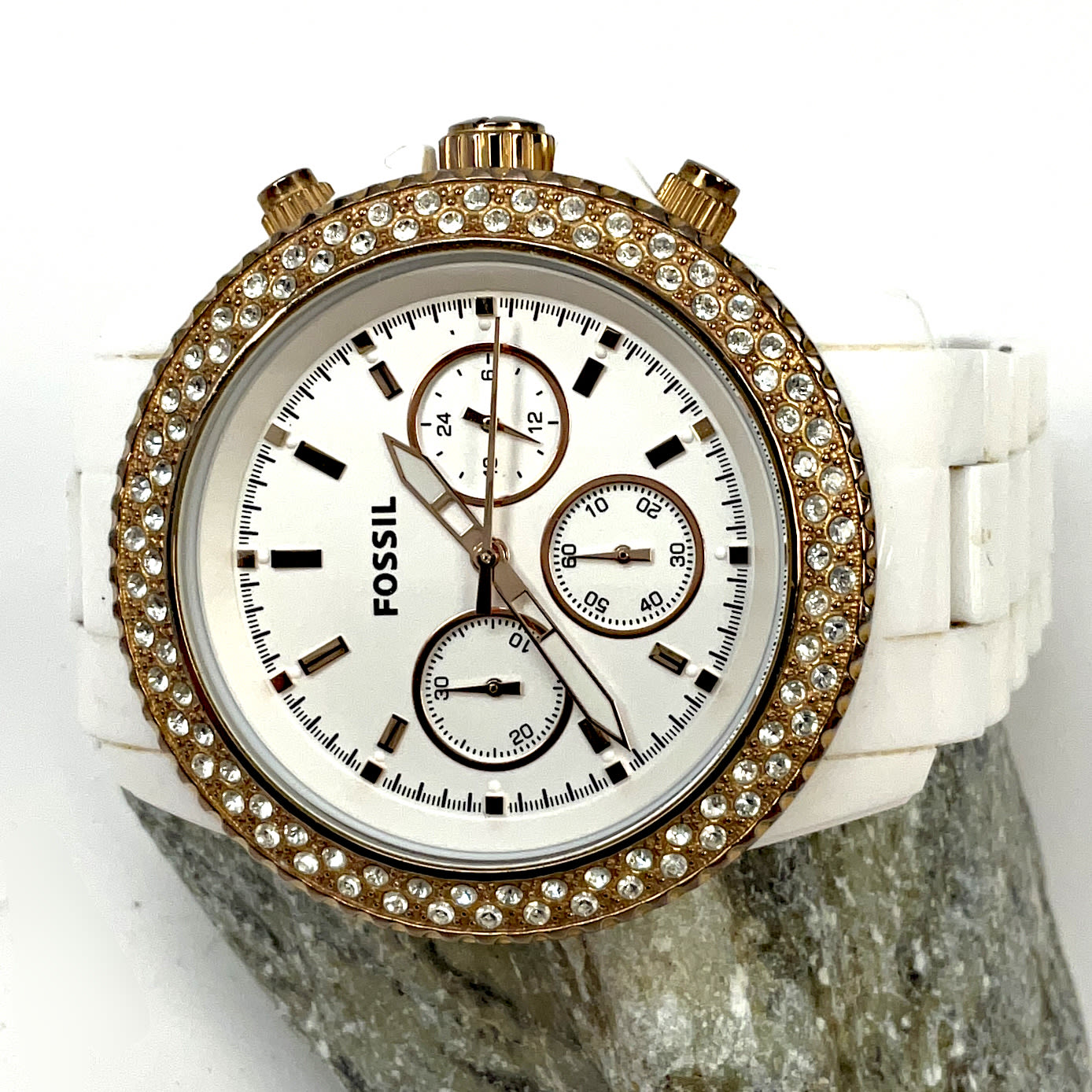 White and gold outlet fossil watch